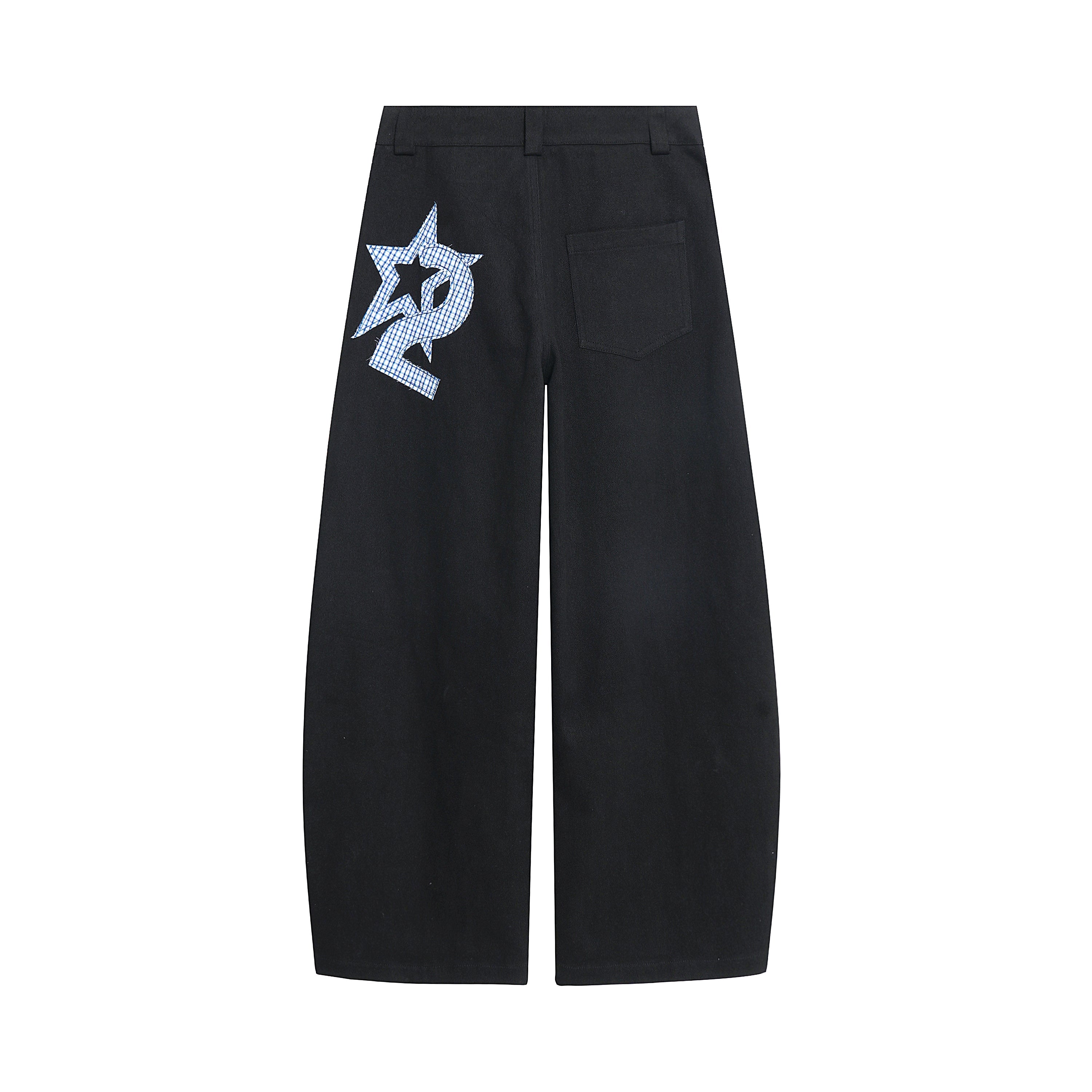 Star Patch Wide-Leg Cotton Pants | Streetwear Graphic Trousers