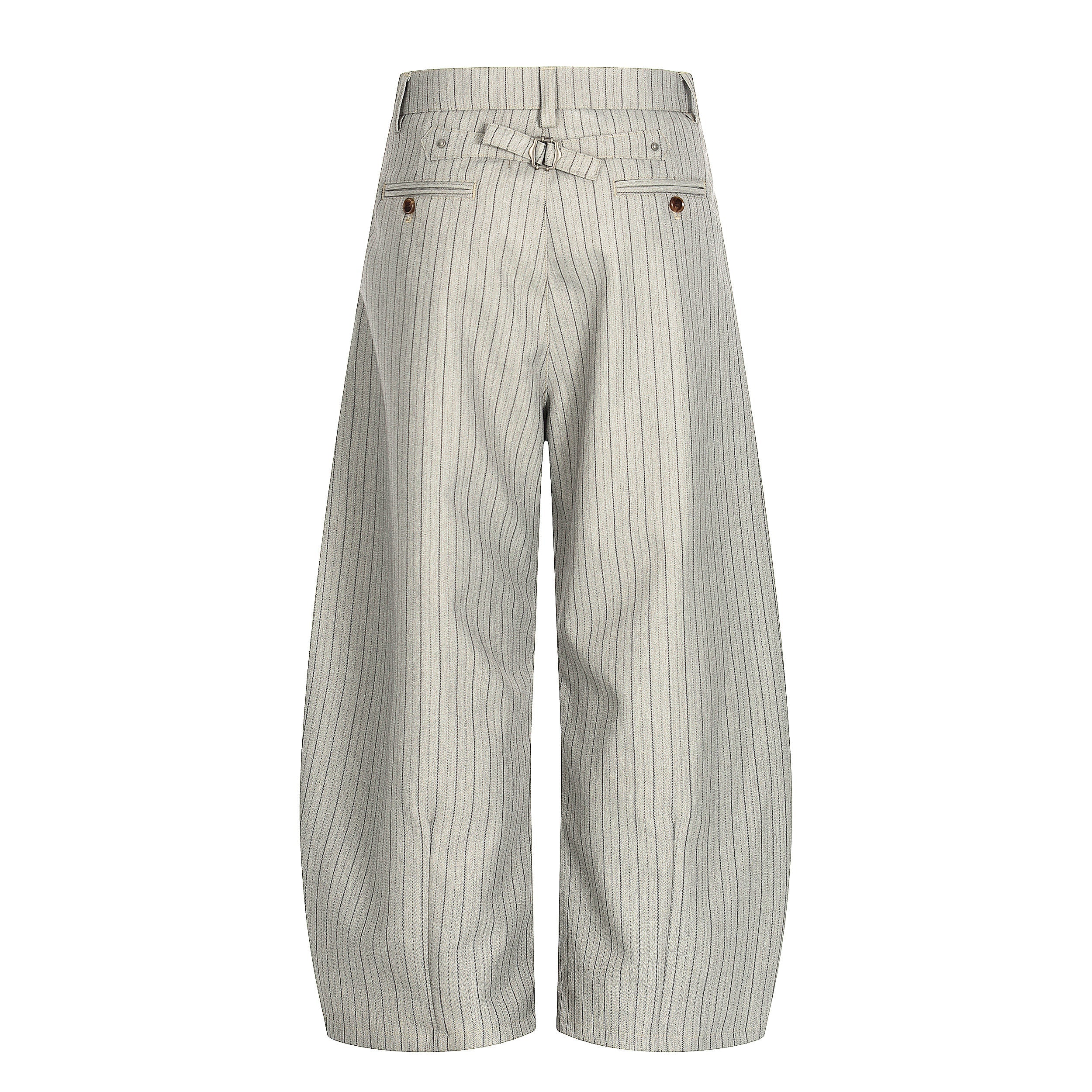 Pinstripe Barrel Leg Trousers | Vintage Wide Leg Pants