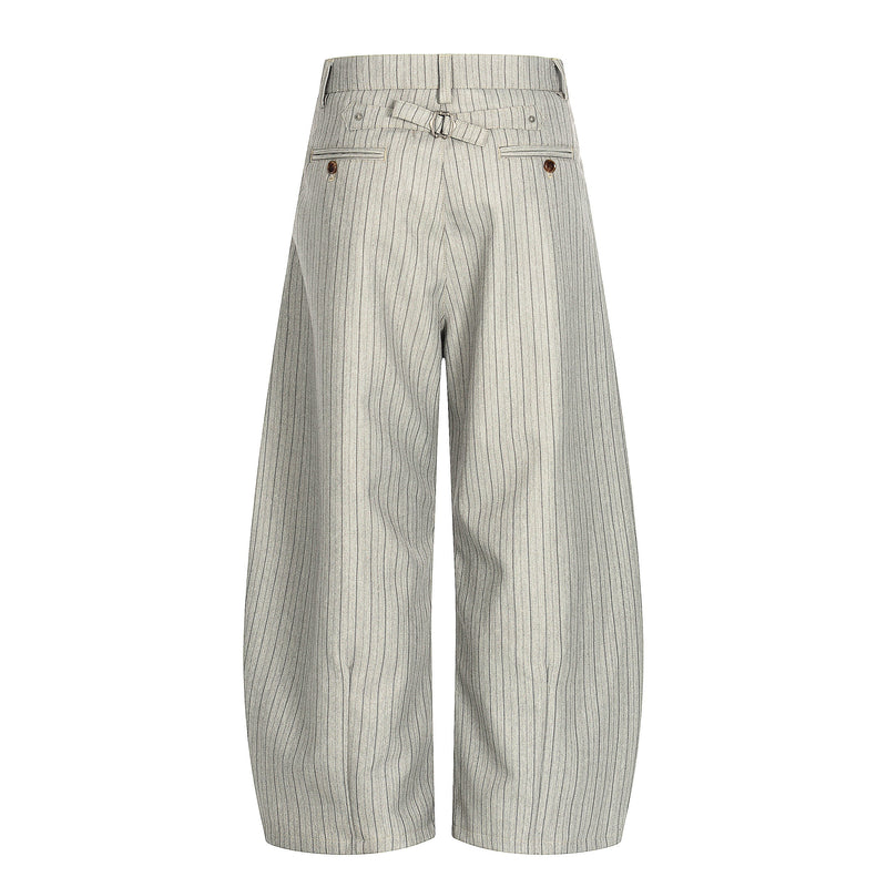 Pinstripe Barrel Leg Trousers | Vintage Wide Leg Pants