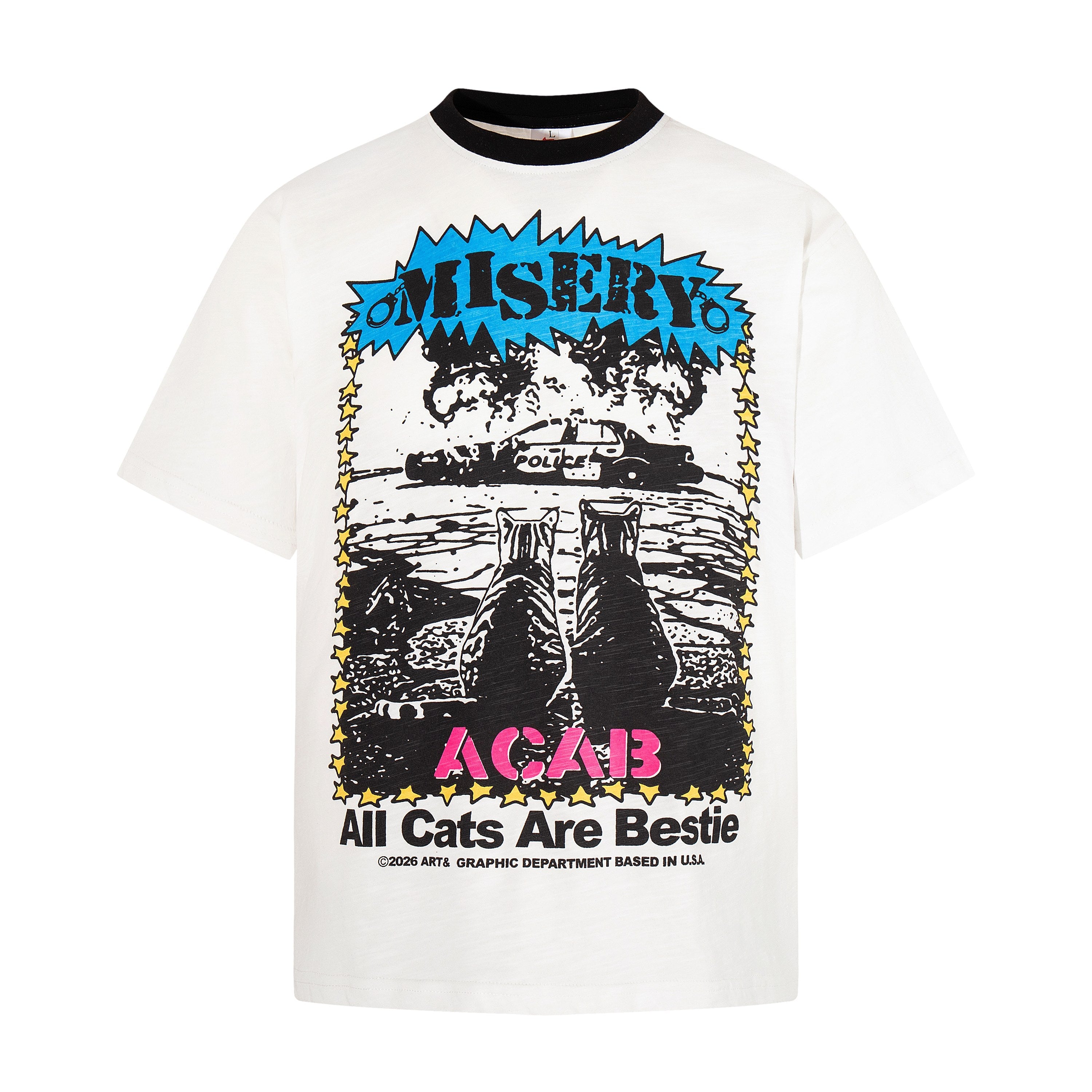 Misery Cat Graphic T-Shirt | Streetwear Ringer Tee