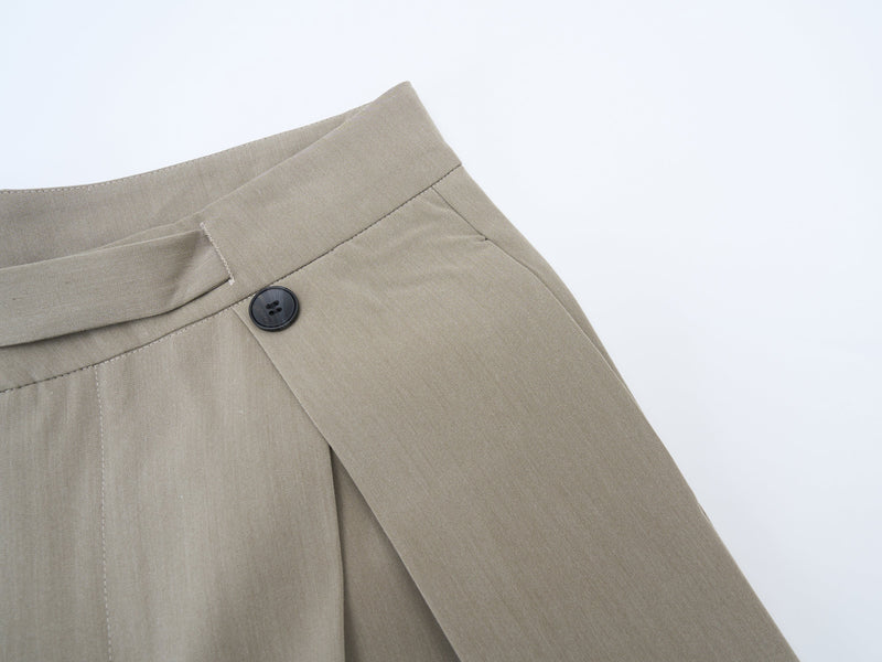 Buckle-Wrap Wide-Leg Trousers | Tailored Street Style