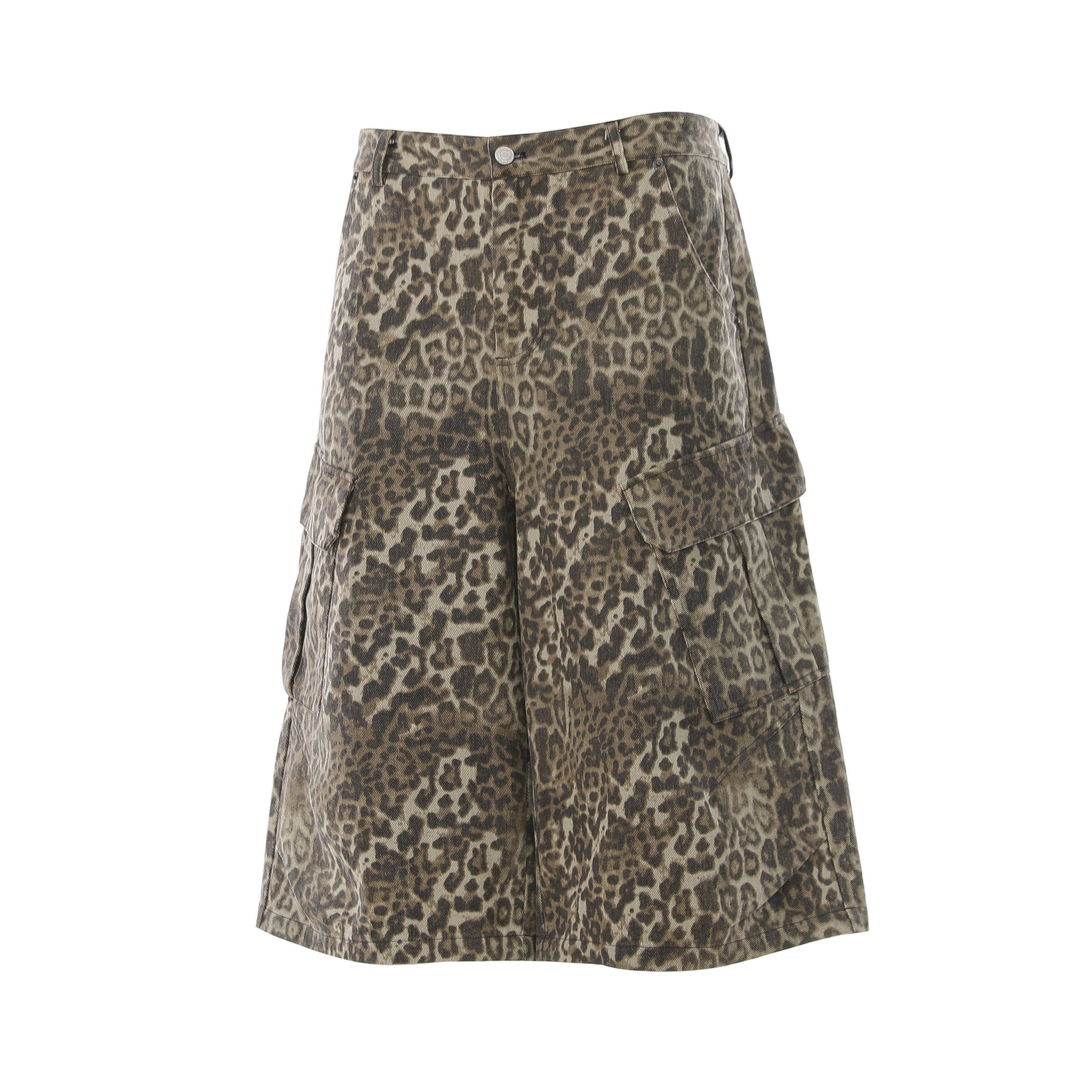 Omirad Leopard Cargo Shorts | Wide-Leg Animal Print