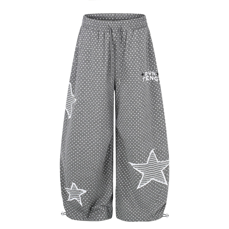 Polka Dot Star Print Wide-Leg Sweatpants | Y2K Streetwear