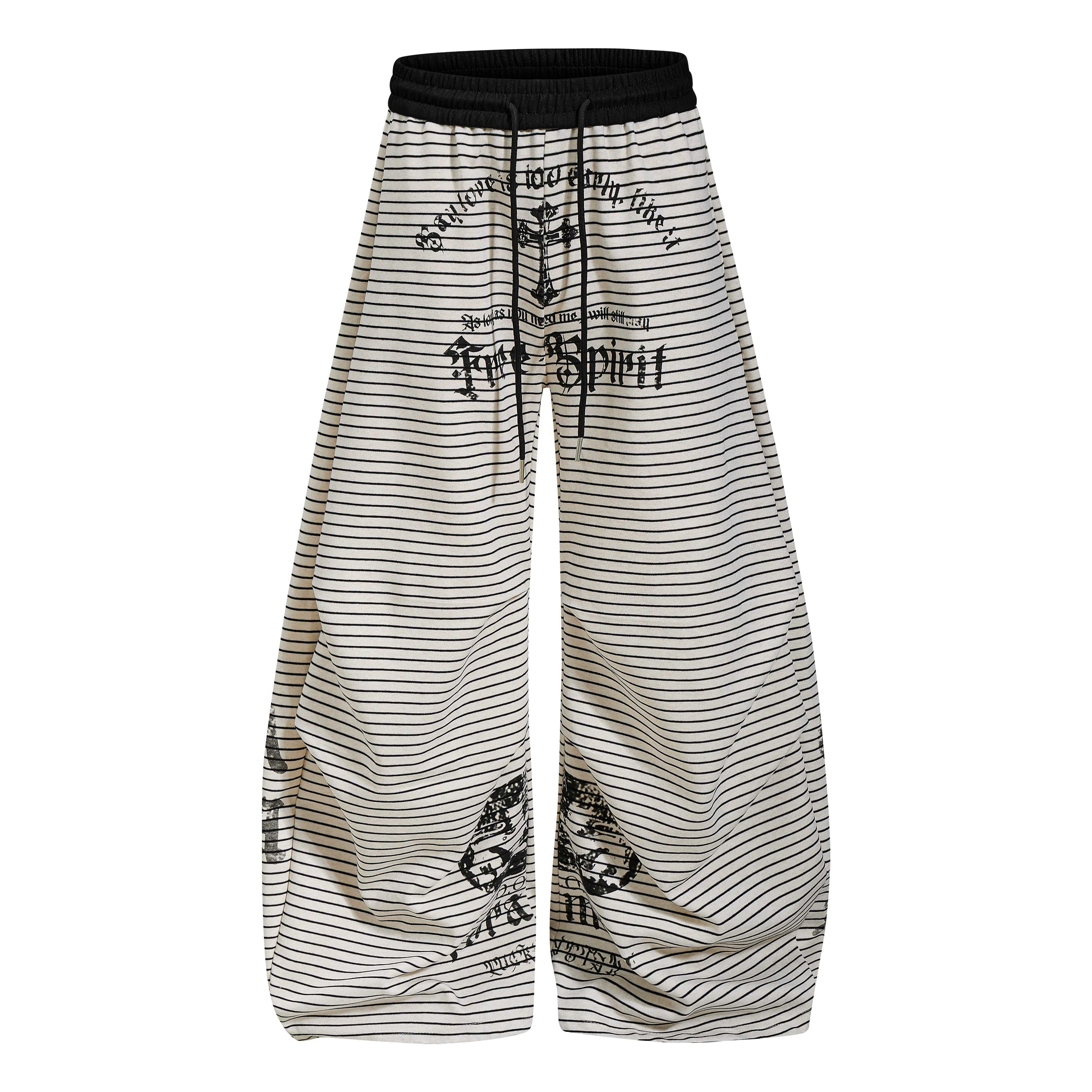 Striped Gothic Draped Wide-Leg Pants | Free Spirit Print