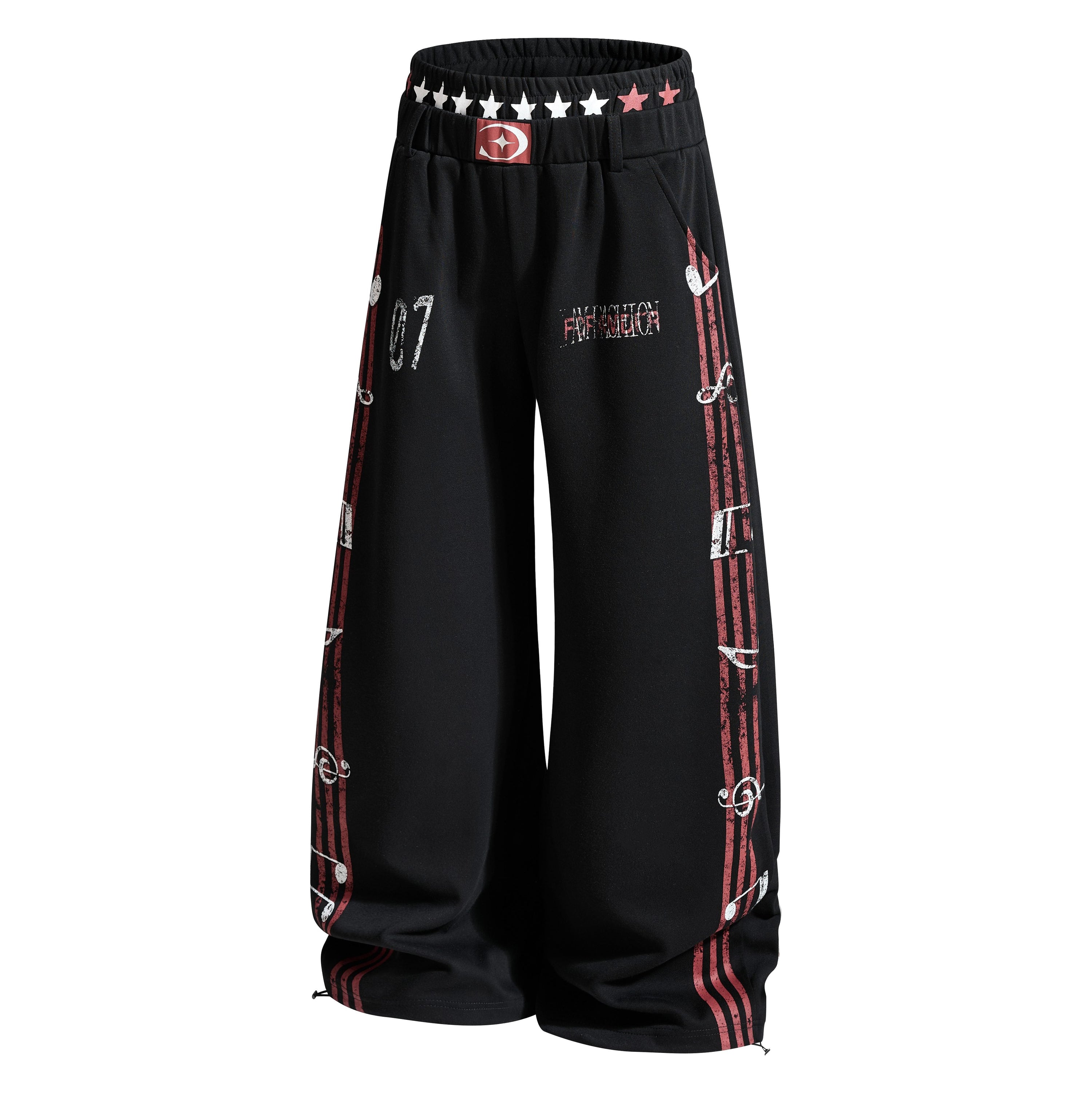 Omirad Vintage Stripe Graphic Wide-Leg Sweatpants