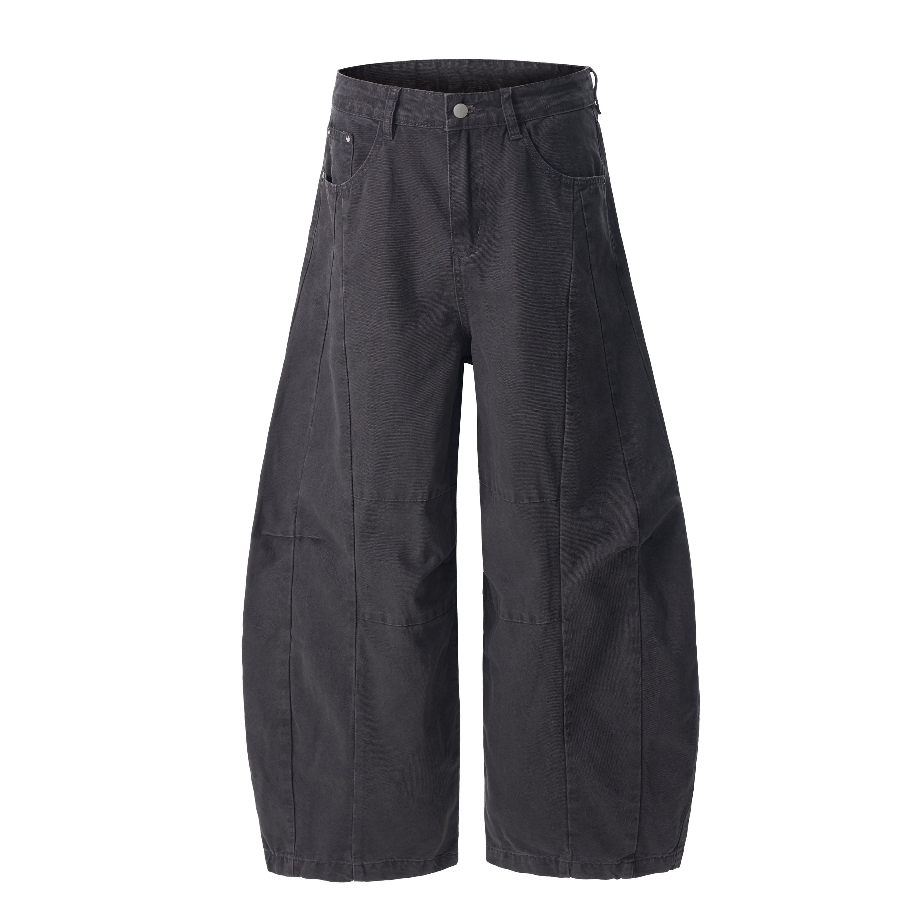 Structured Panel Barrel Wide-Leg Jeans | 100% Cotton