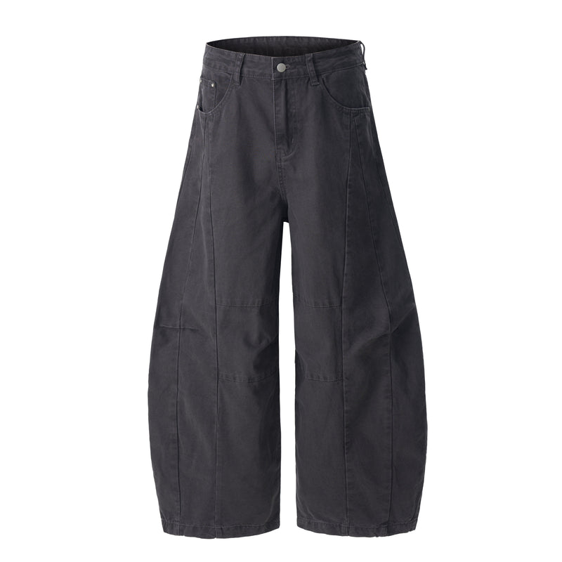 Structured Panel Barrel Wide-Leg Jeans | 100% Cotton