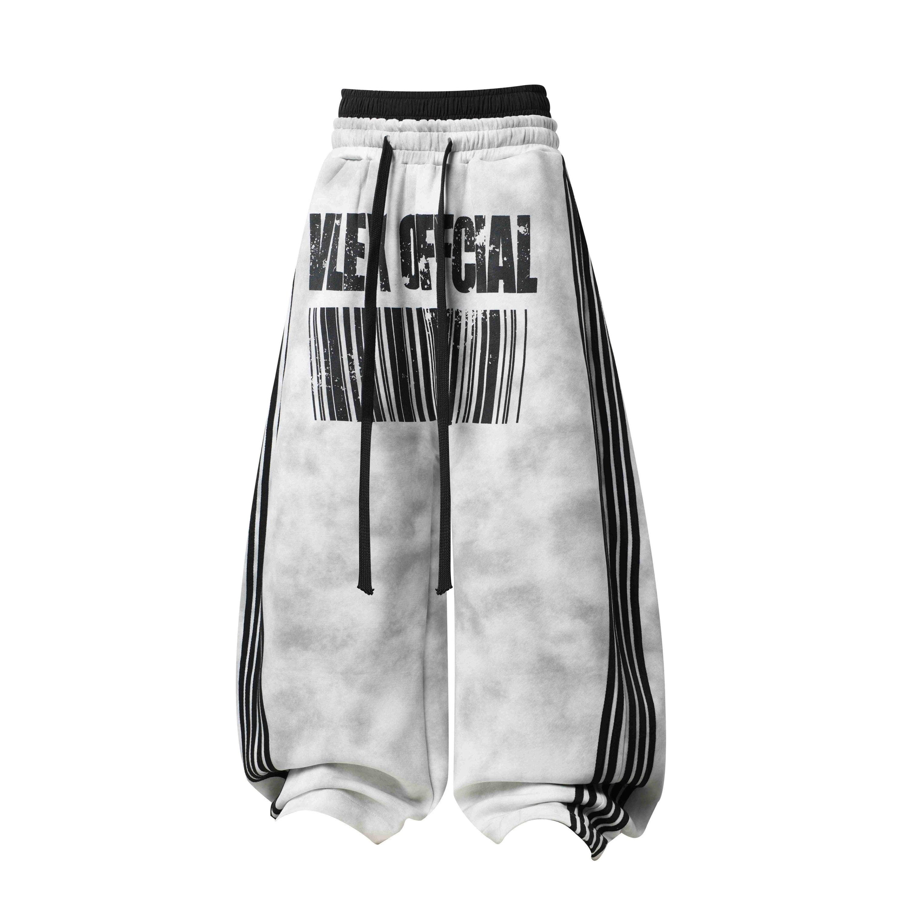 Barcode Graphic Wide-Leg Sweatpants | Streetwear Joggers