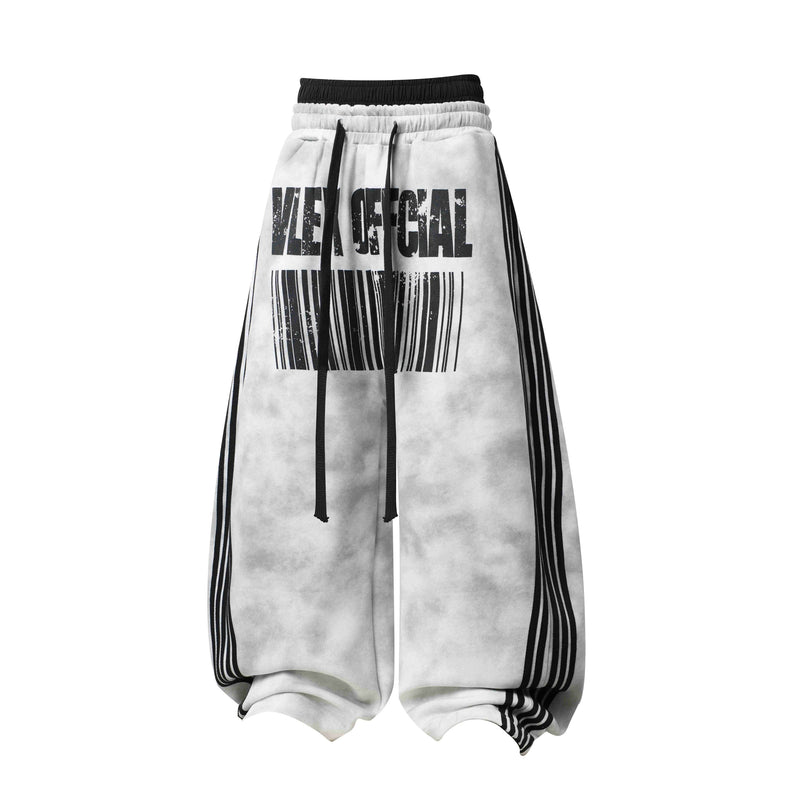 Barcode Graphic Wide-Leg Sweatpants | Streetwear Joggers
