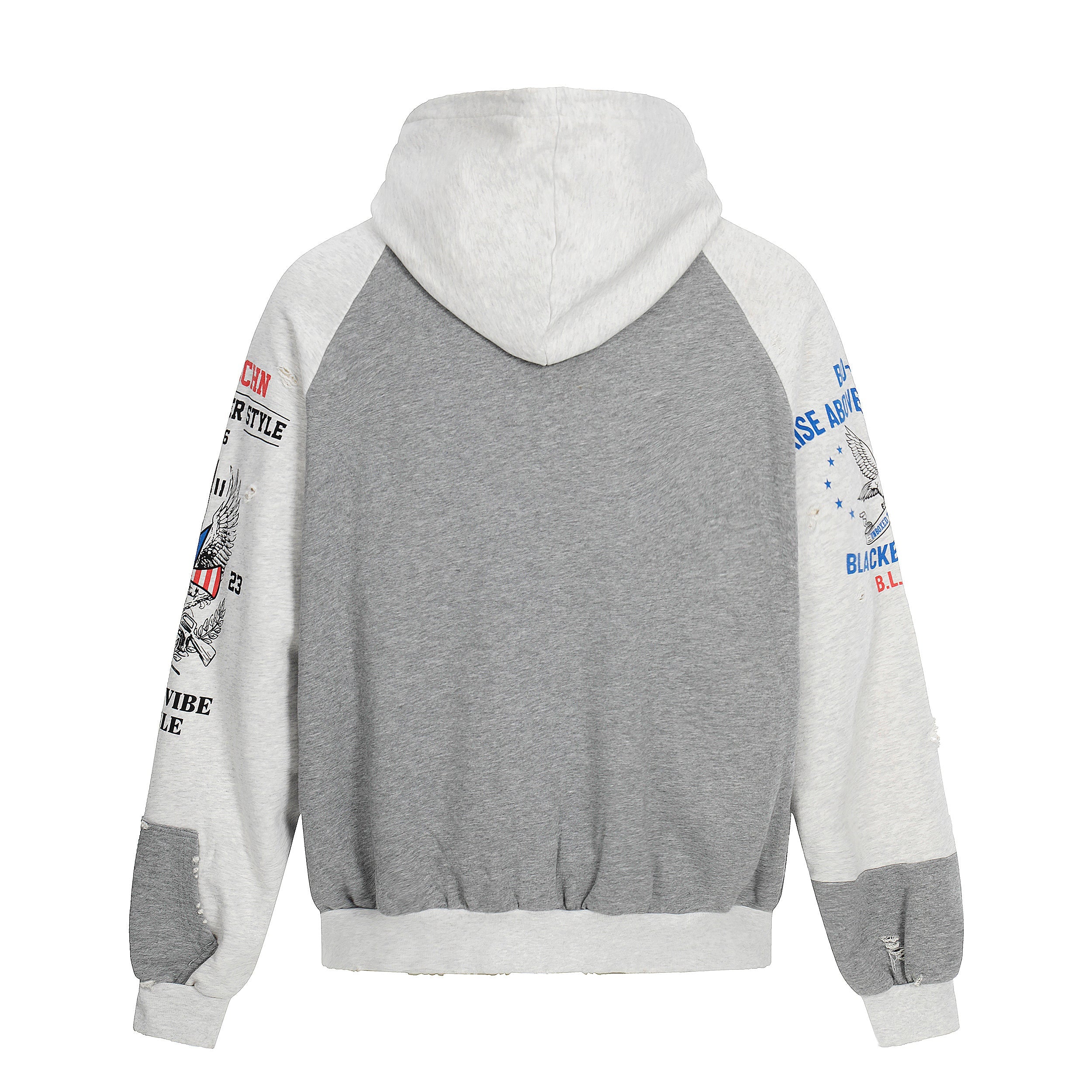 BLEG Graphic Zip-Up Hoodie | Distressed Streetwear Fleece
