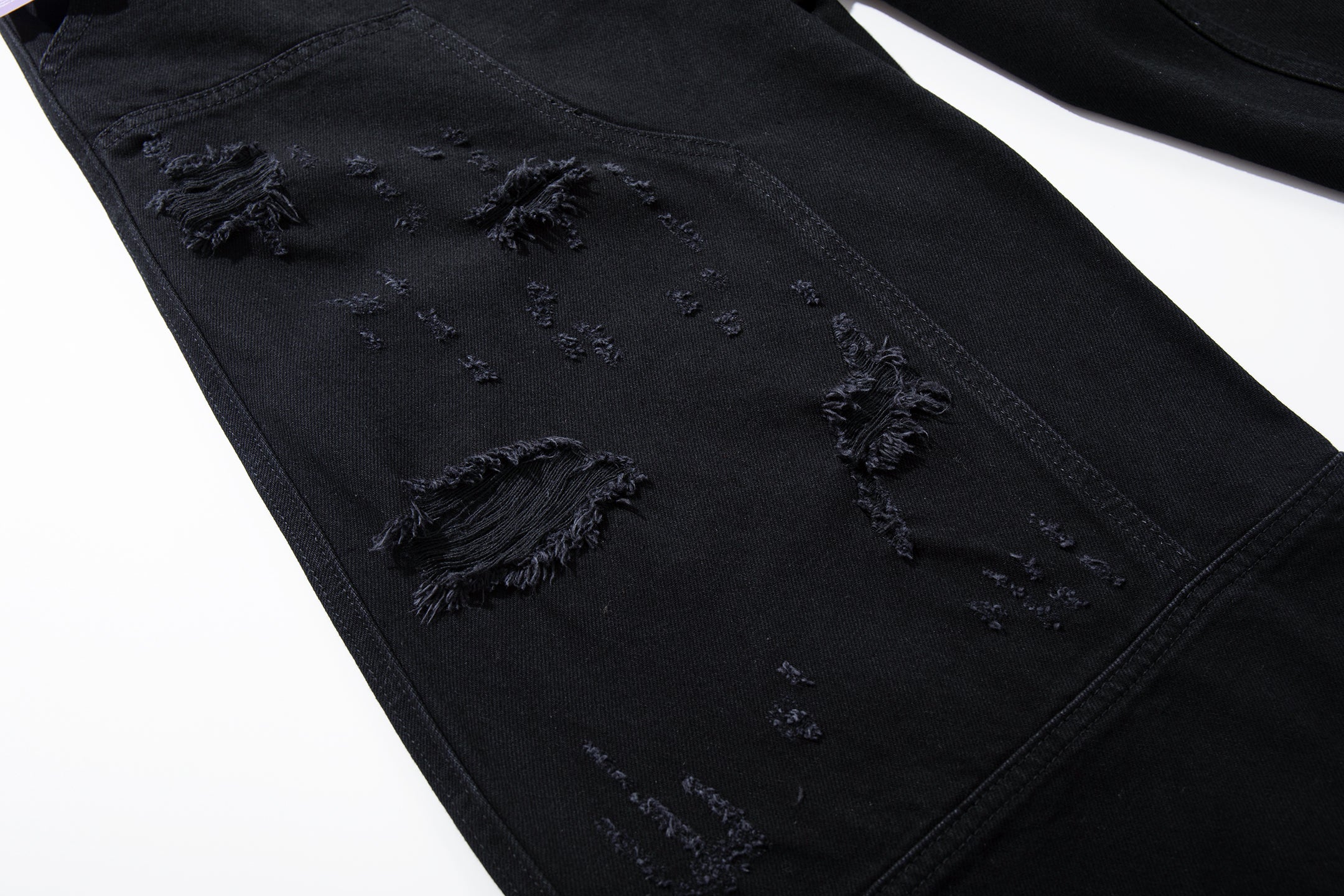 Omirad Tactical Distressed Wide-Leg Pants | Black Denim