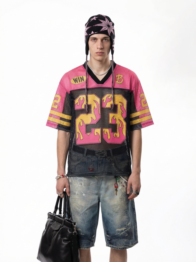 Omirad Flame 23 Mesh Jersey T-Shirt | Streetwear Football Top
