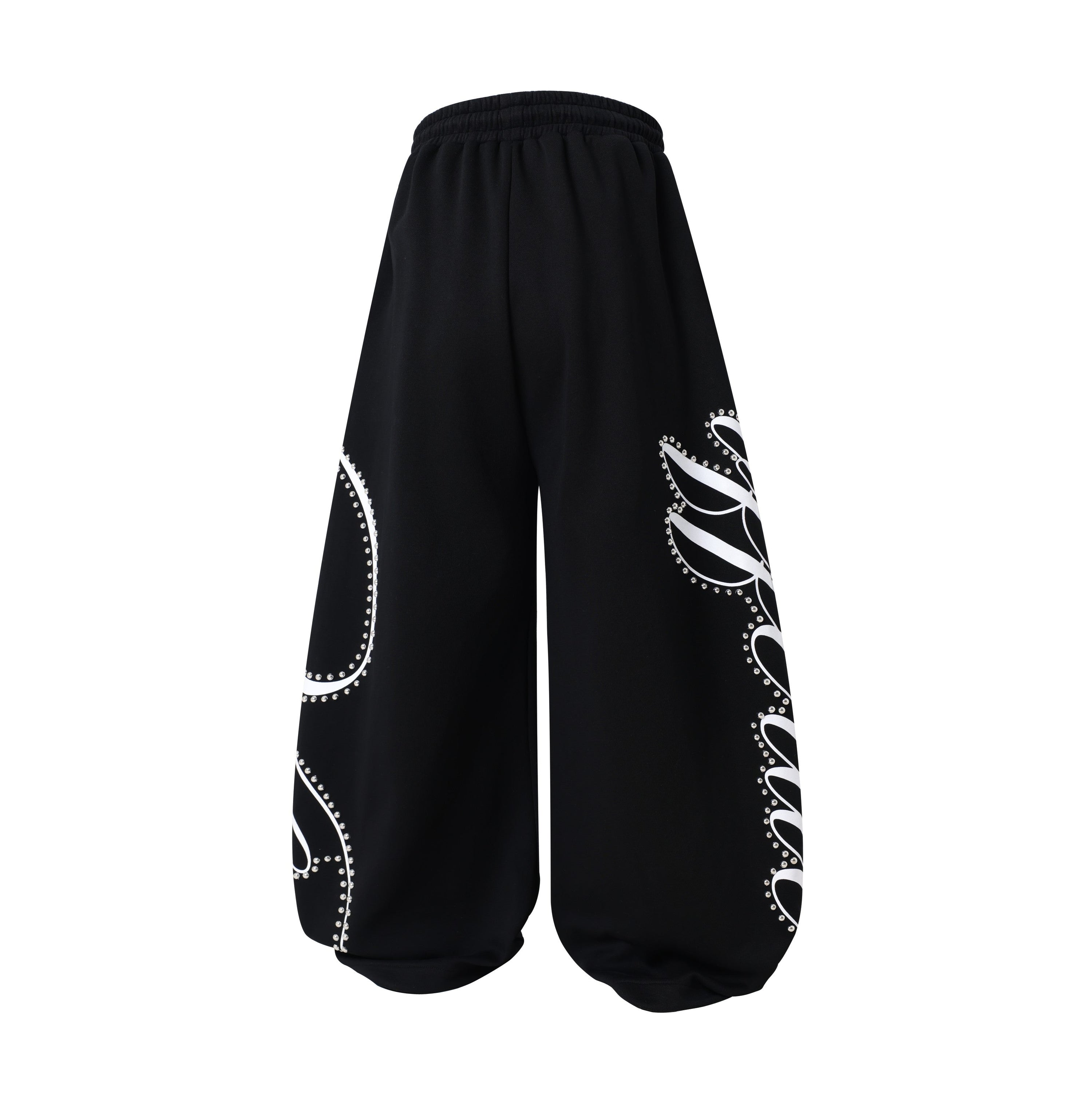Omirad Studded Script Sweatpants | Wide-Leg Streetwear