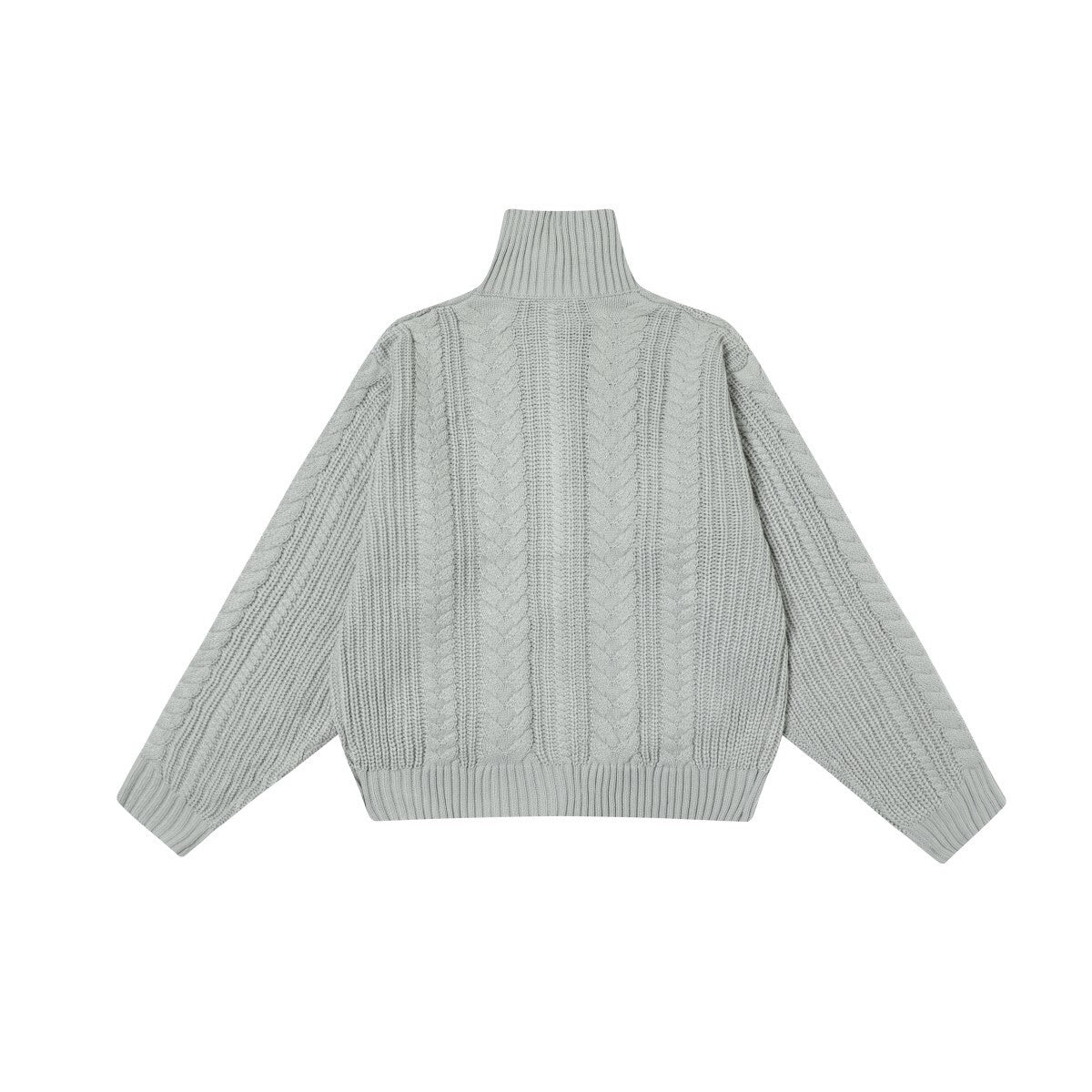 Cable Knit Zip-Up Turtleneck Sweater | Relaxed Fit