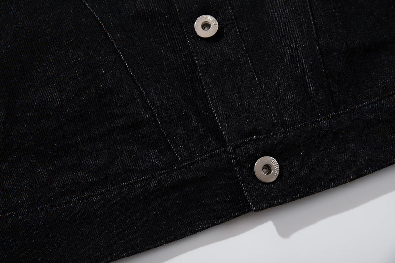 Omirad Black Denim Panel Jacket | Structured Cropped Fit