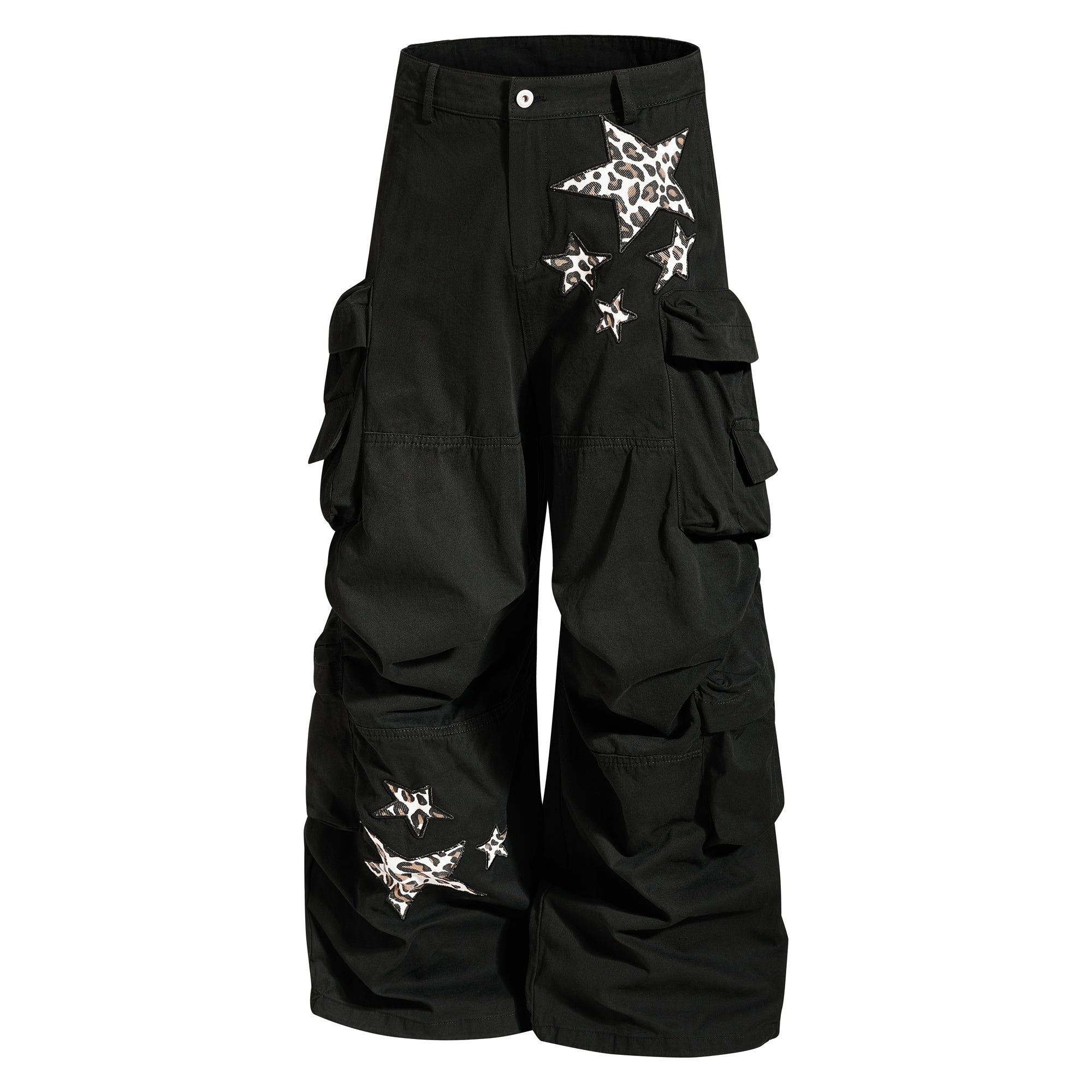 Leopard Star Multi-Pocket Cargo Pants | Y2K Streetwear