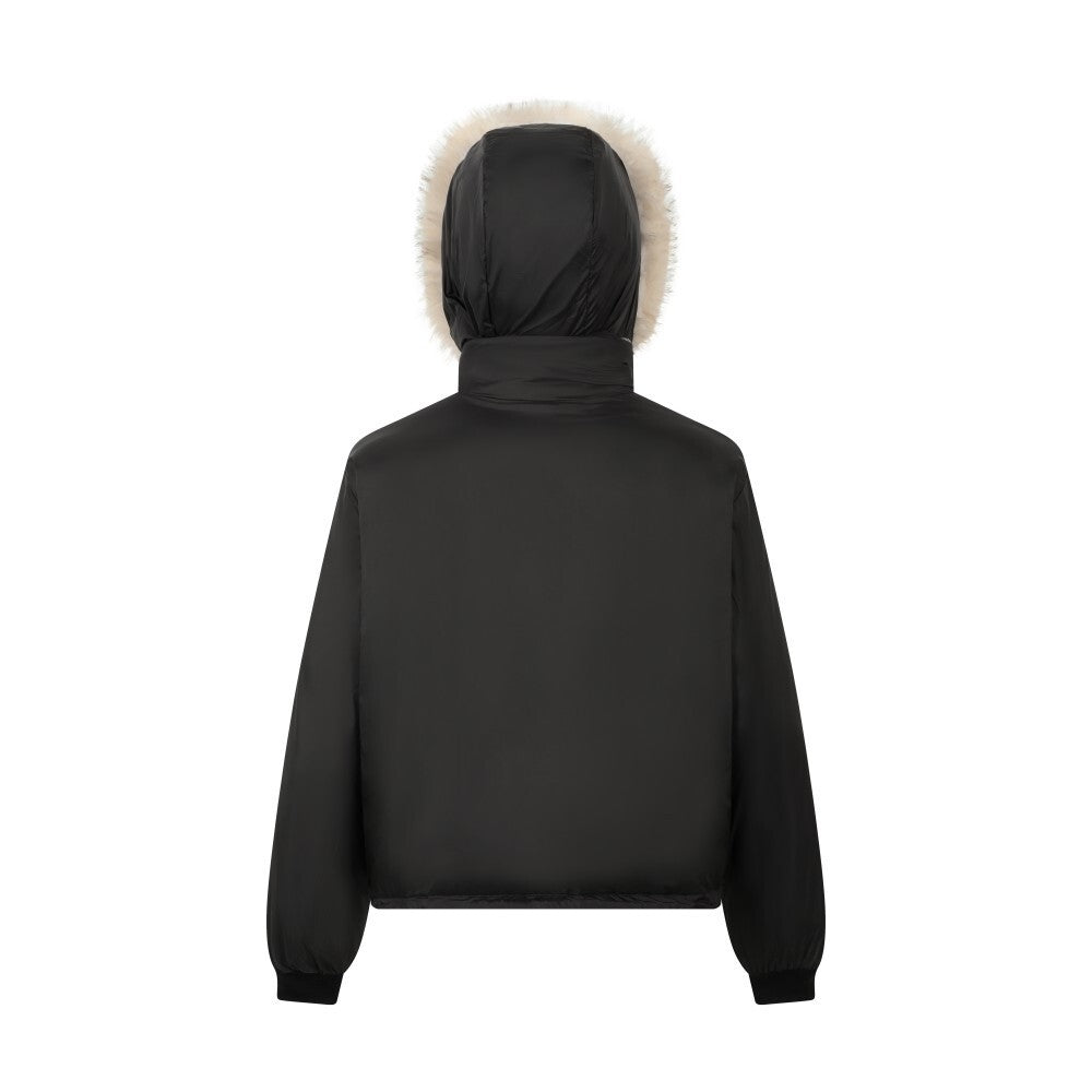 Reversible Plaid Faux Fur Hooded Puffer Jacket | SEAKOFF