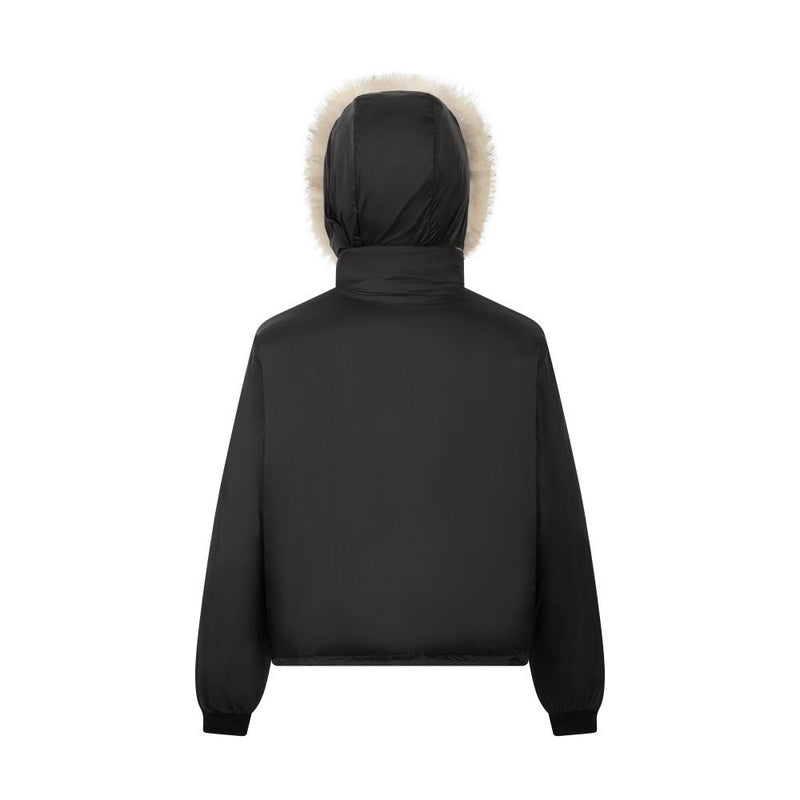 Reversible Plaid Faux Fur Hooded Puffer Jacket | SEAKOFF