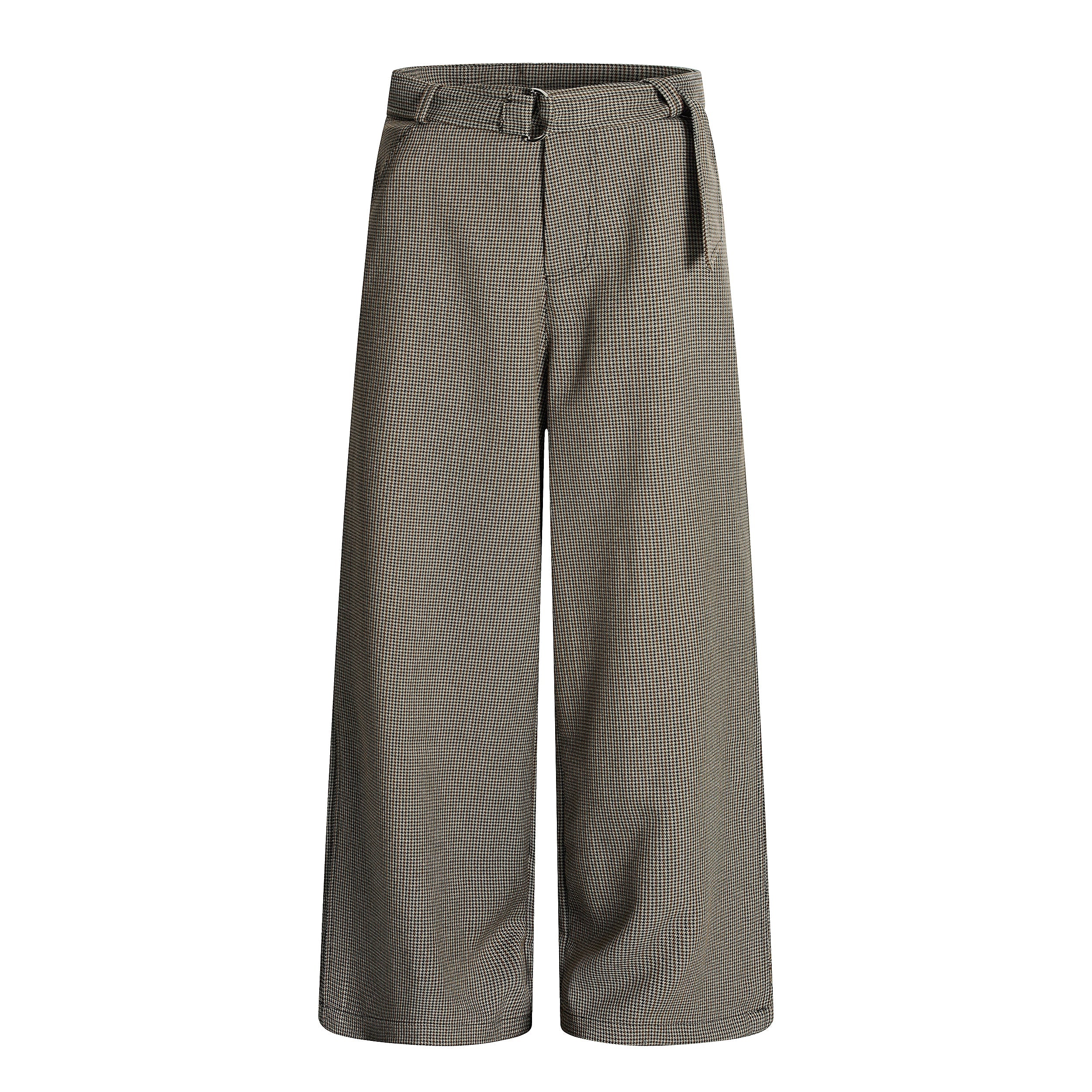 Omirad Micro-Check Belted Wide-Leg Pants | Cotton Blend