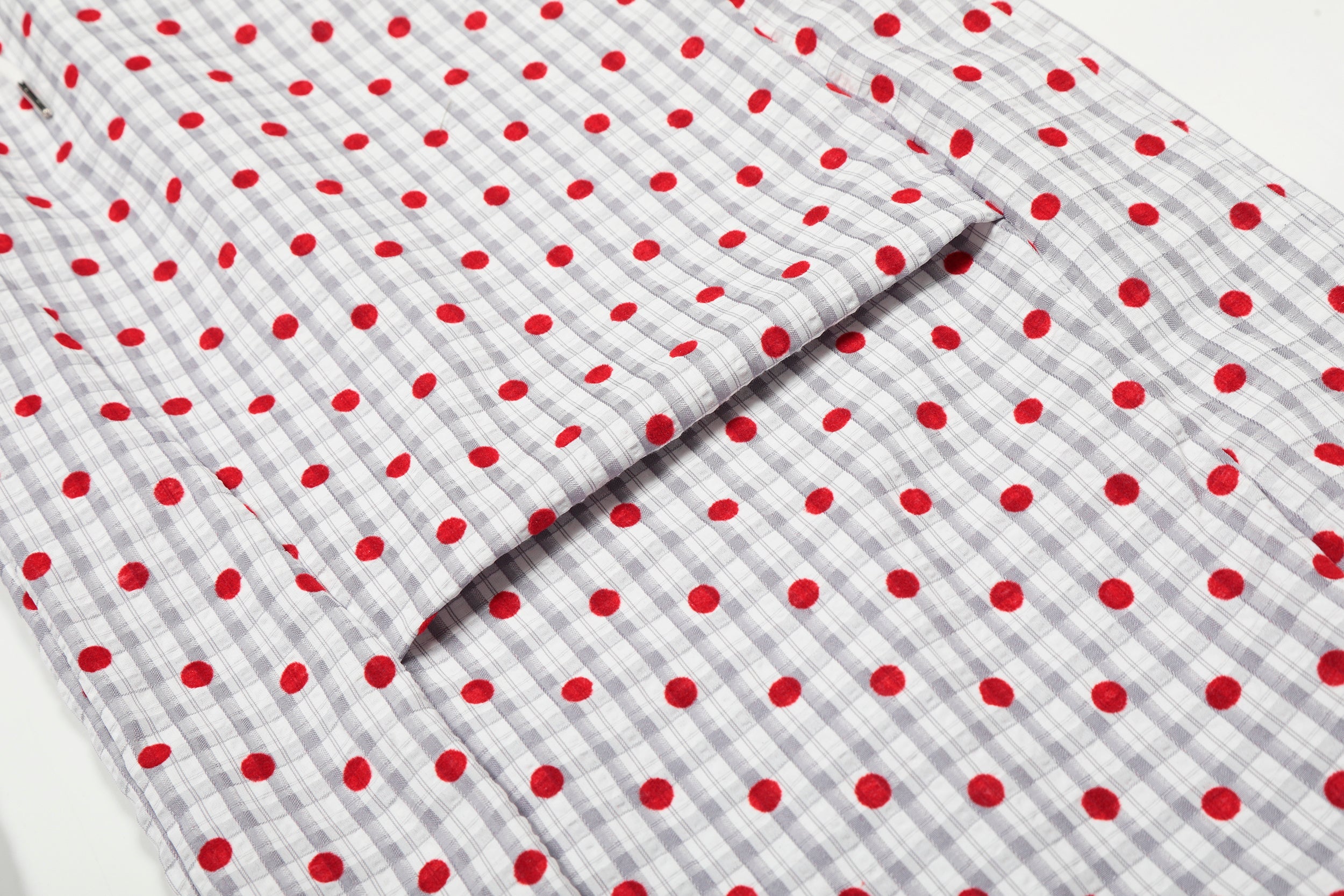 Omirad Polka Dot Wide-Leg Pants | Red Dot Grid Print