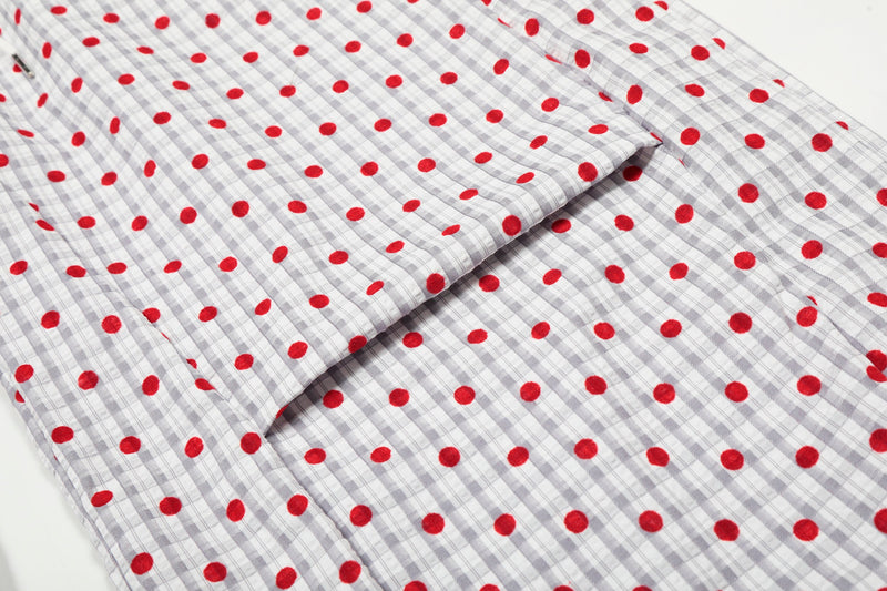 Omirad Polka Dot Wide-Leg Pants | Red Dot Grid Print