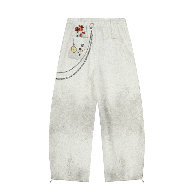 Retro Gadget Print Sweatpants | Y2K Chain Graphic Joggers