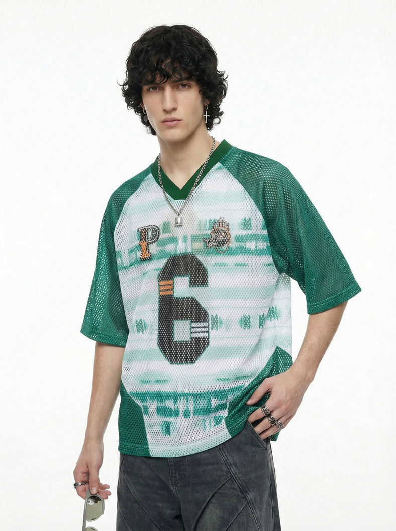 Omirad Varsity 6 Mesh Jersey T-Shirt | Athletic Streetwear