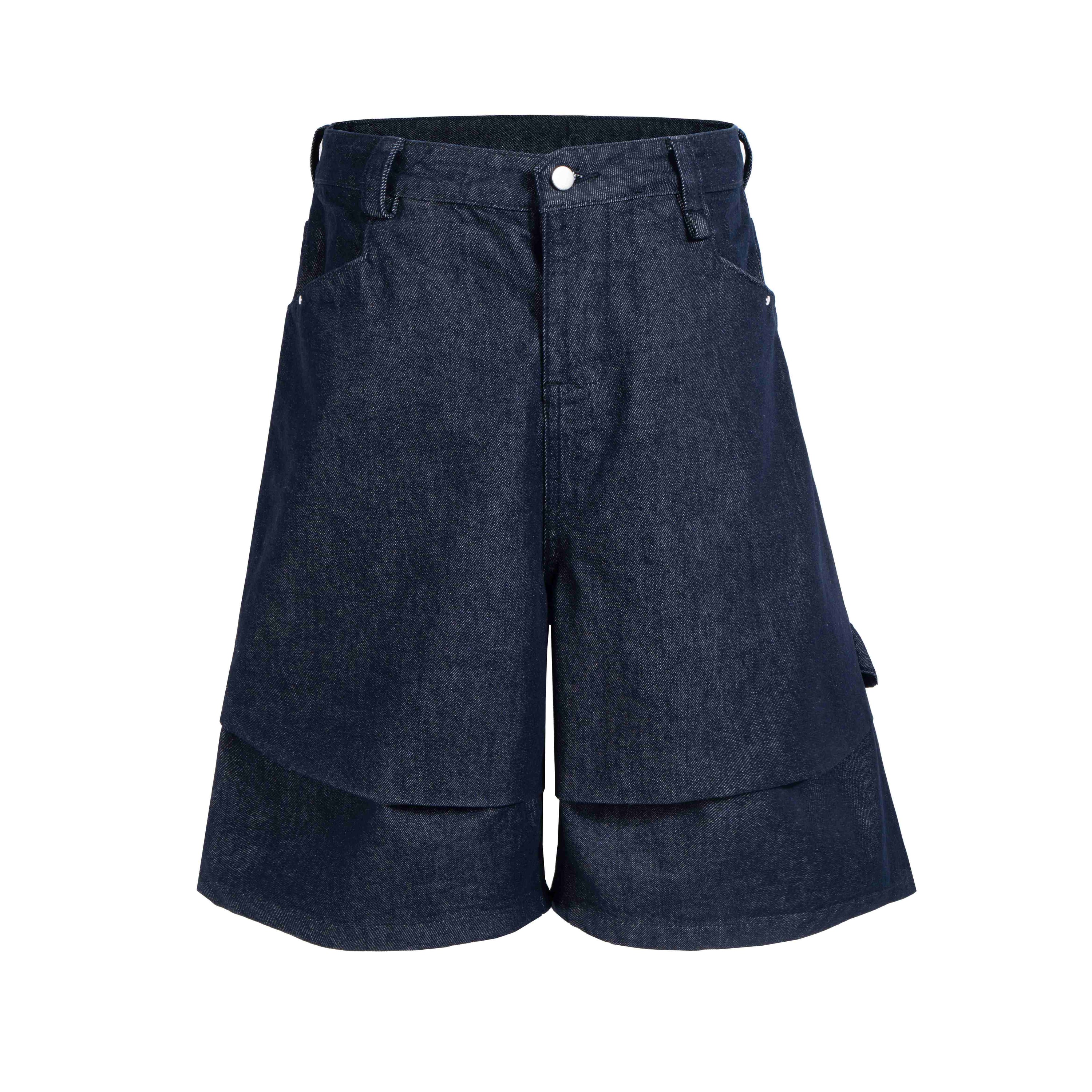 Omirad Layered Utility Denim Shorts | Wide Fit Cargo