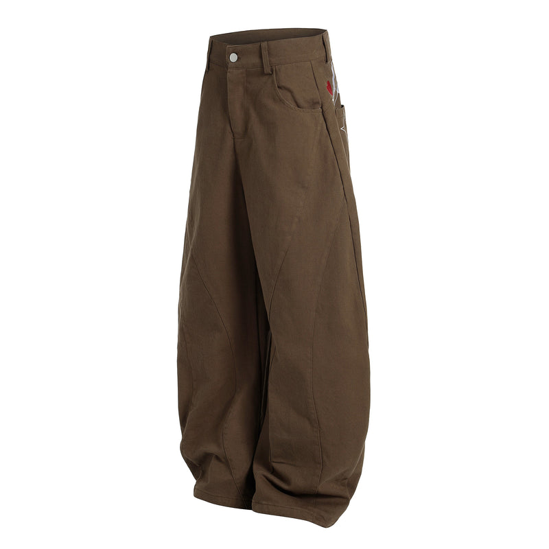 Omirad Curve-Stitch Wide-Leg Canvas Pants | 100% Cotton