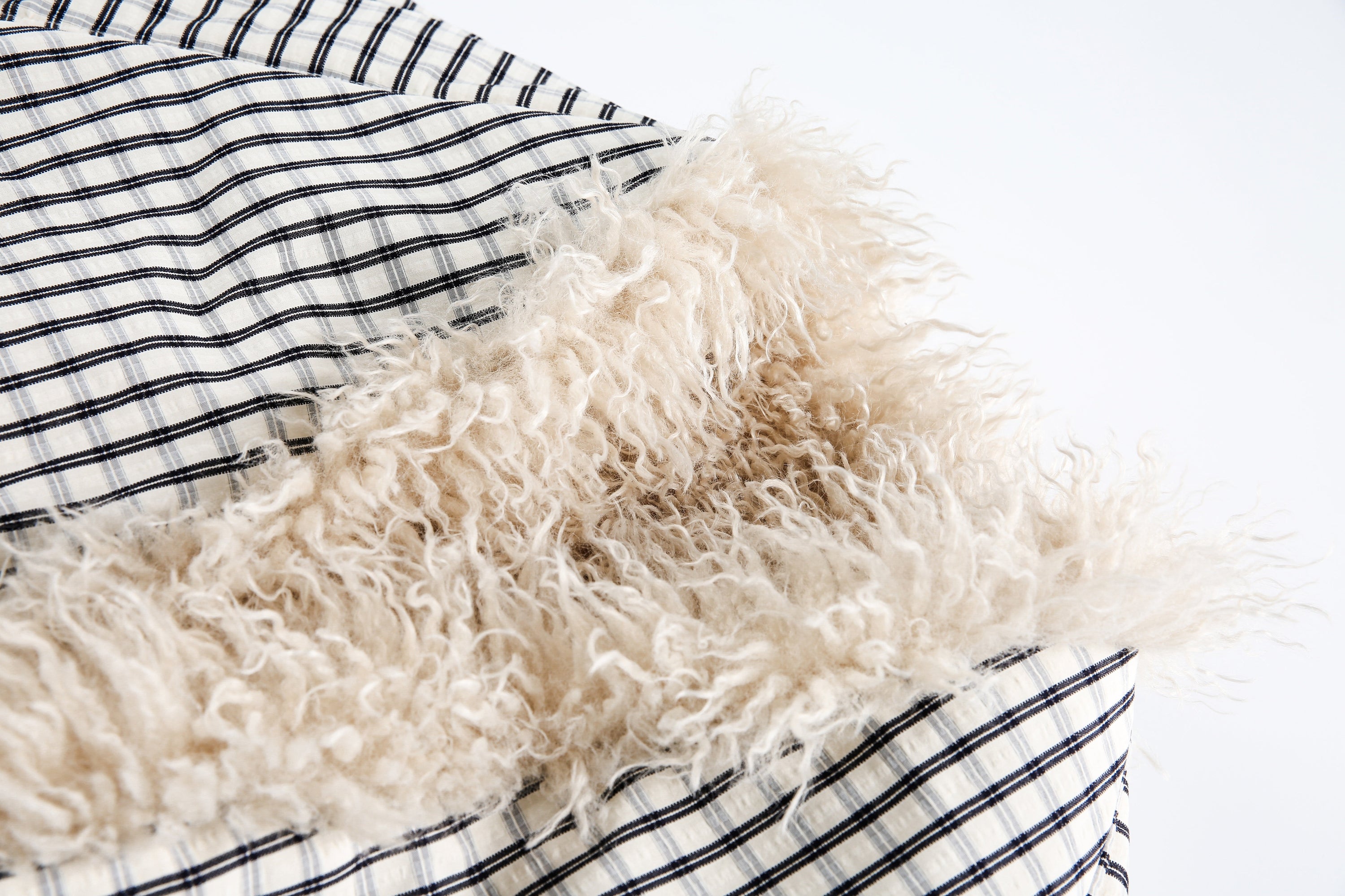 Checkered Faux-Fur Lined Oversized Jacket | SEAKOFF