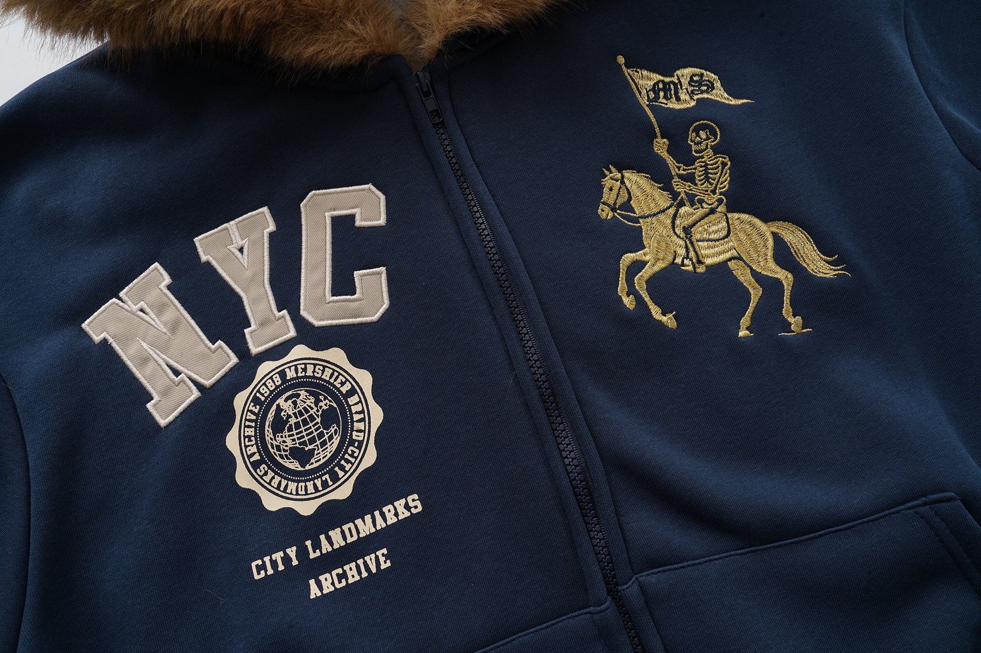 Omirad NYC Fur-Lined Zip Hoodie | Varsity Graphic Hoodie