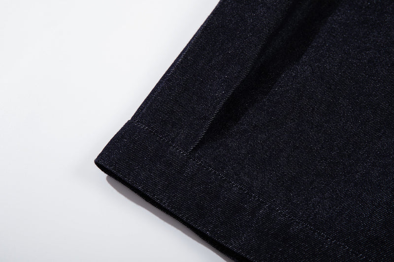 Men's Dark Indigo Denim Jacket with Metal Buckle Detail