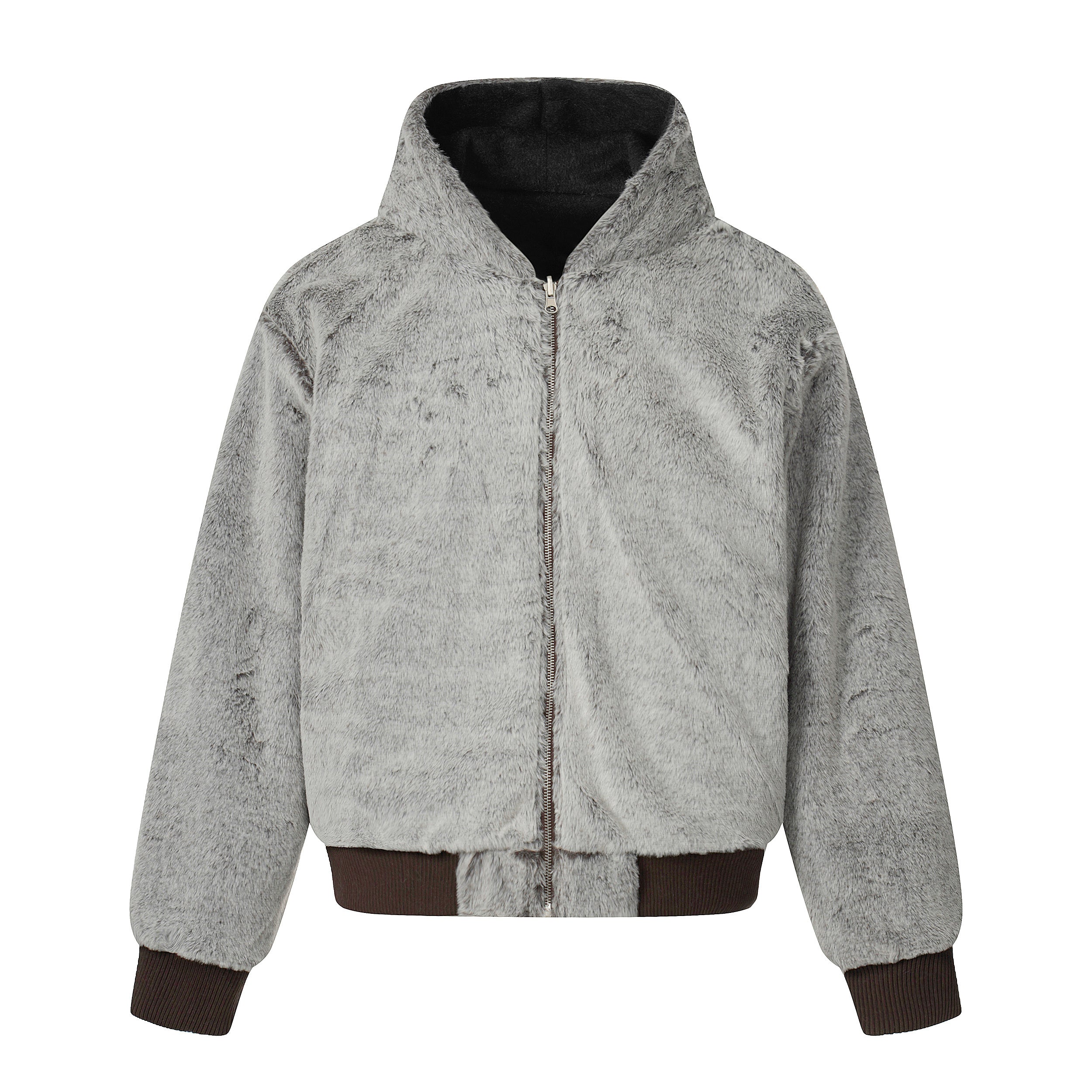 Wool Blend Fleece Hooded Bomber Jacket | Omirad