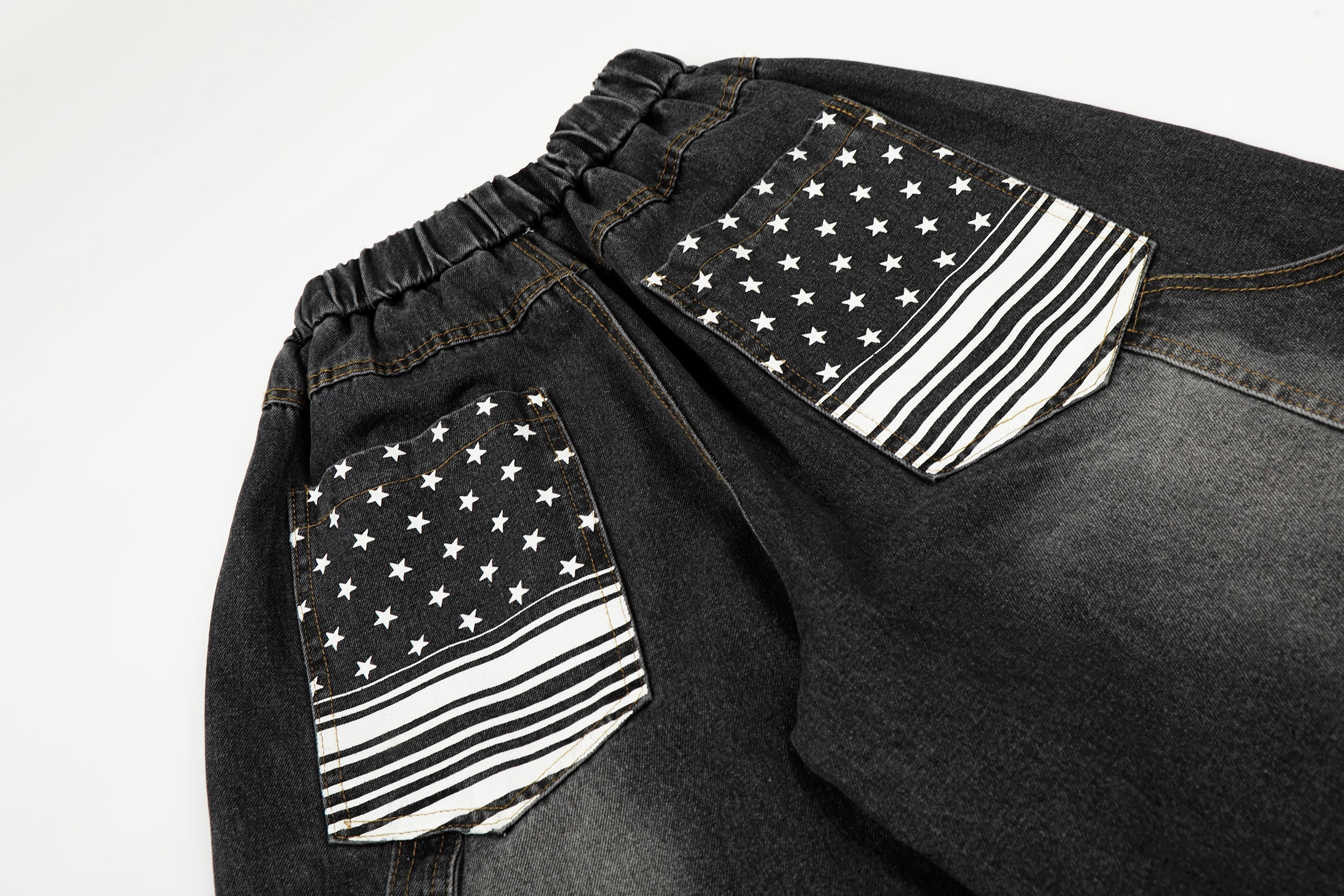 Omirad Star Flag Wide-Leg Washed Denim Pants | Streetwear