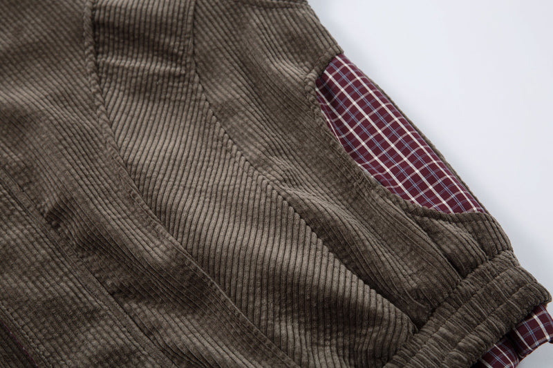 Corduroy Plaid-Lined Zip Jacket | Vintage Streetwear