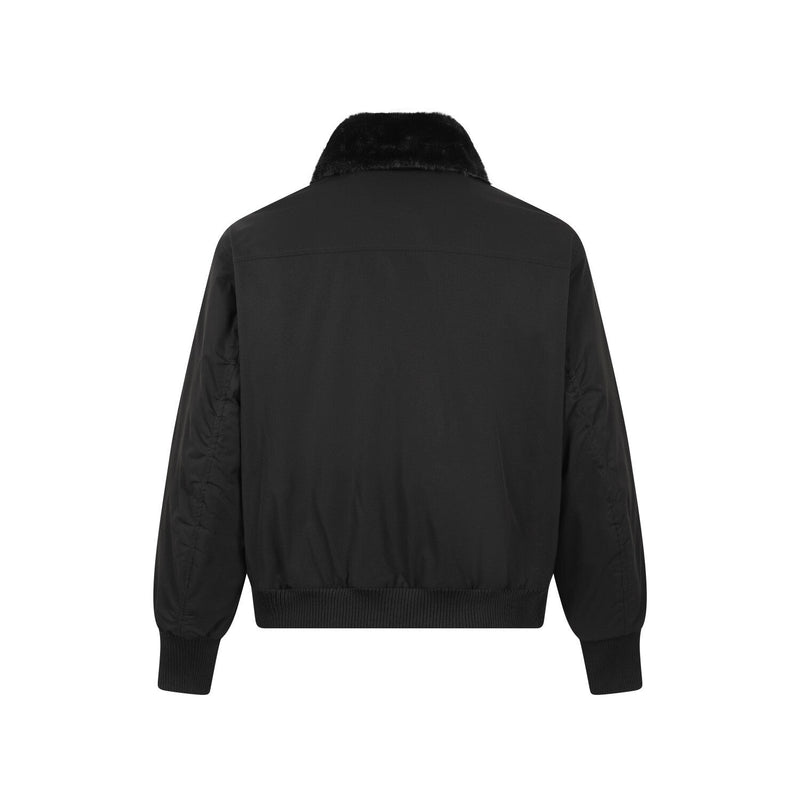 Taele Plus Aviation Patch Bomber Jacket with Fur Collar
