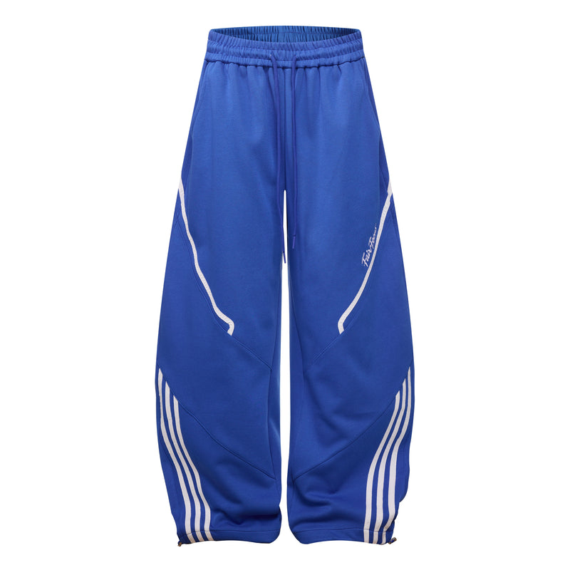 Curved Stripe Track Pants | Wide Leg Streetwear Sweatpants