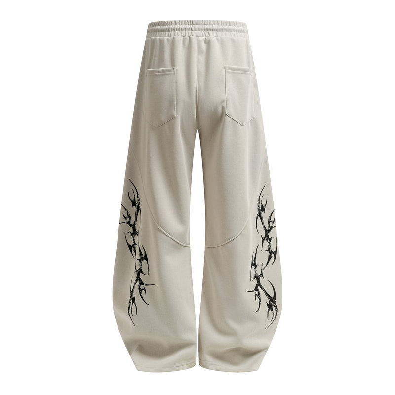 Tribal Flame Wide-Leg Sweatpants | Y2K Streetwear Joggers