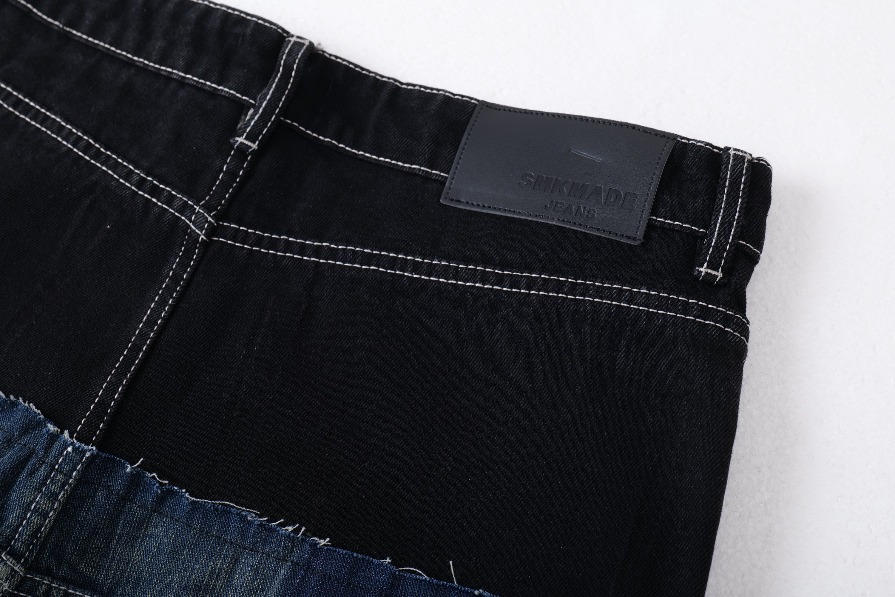 Omirad Two-Tone Washed Balloon Wide-Leg Jeans
