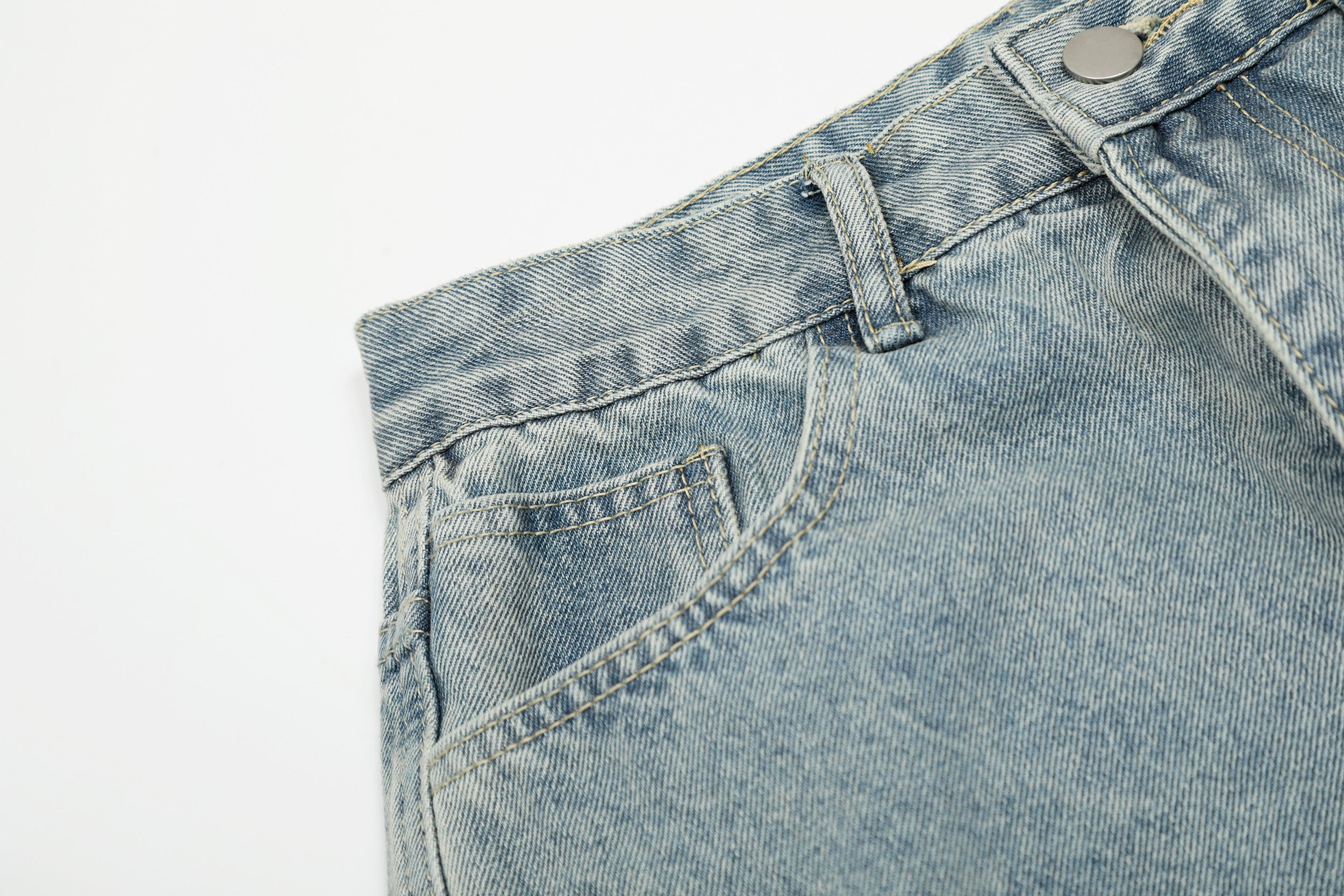 Multi-Layer Cargo Denim Pants | Wide-Leg Streetwear Jeans