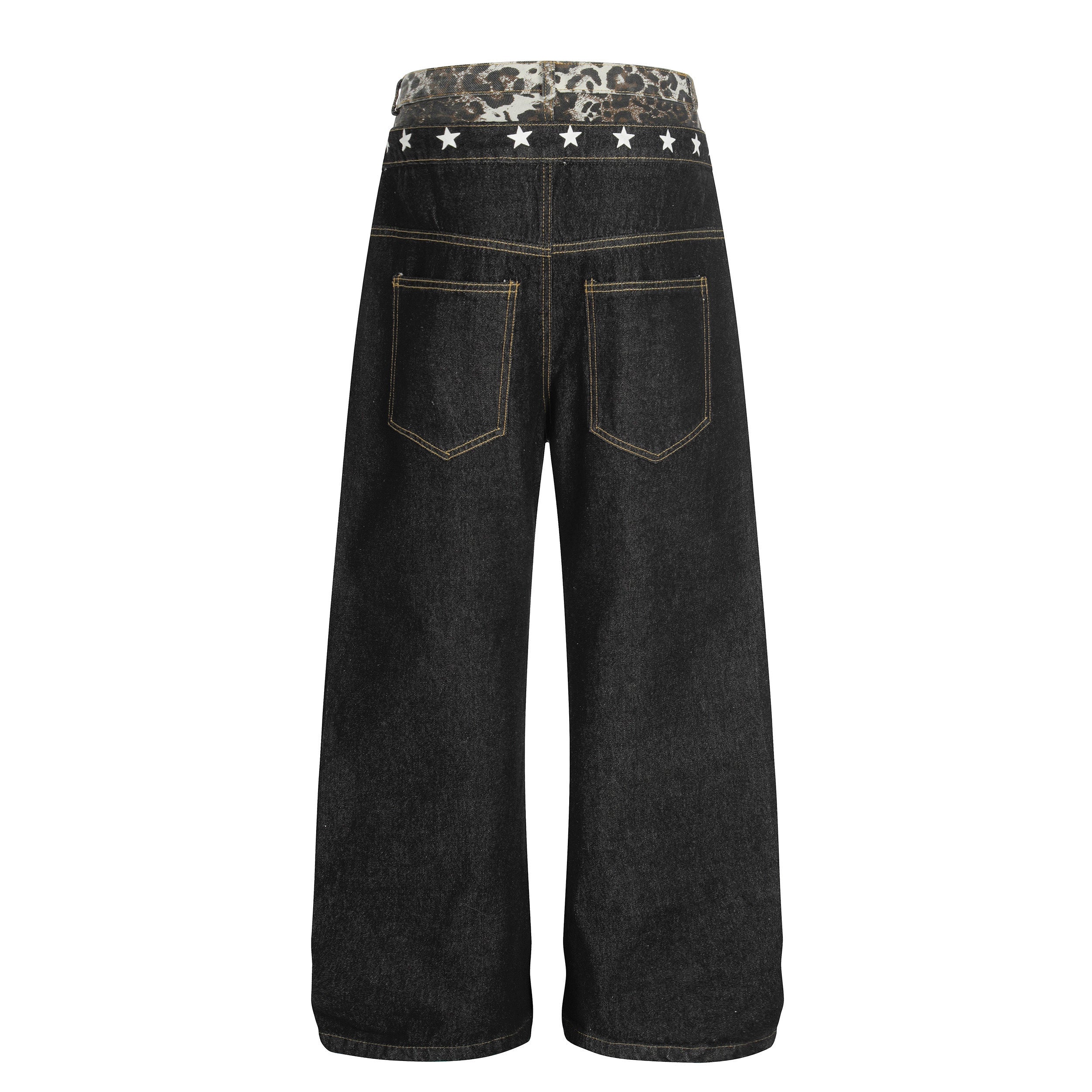 Omirad Leopard Star Lace-Up Wide-Leg Jeans | Y2K Denim