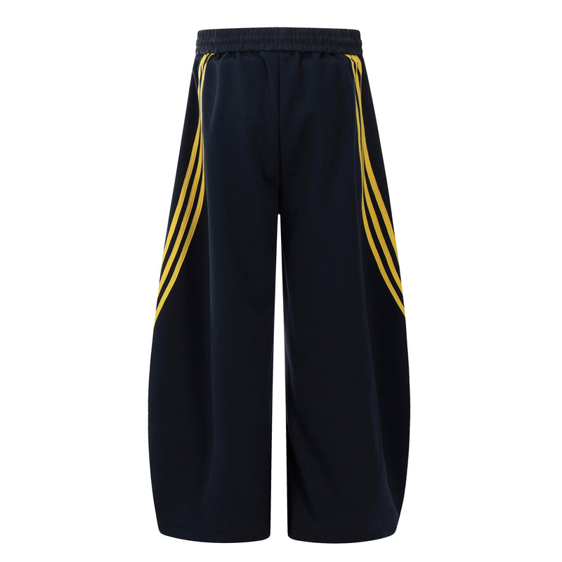 Curved Stripe Wide-Leg Sweatpants | Streetwear Track Pants