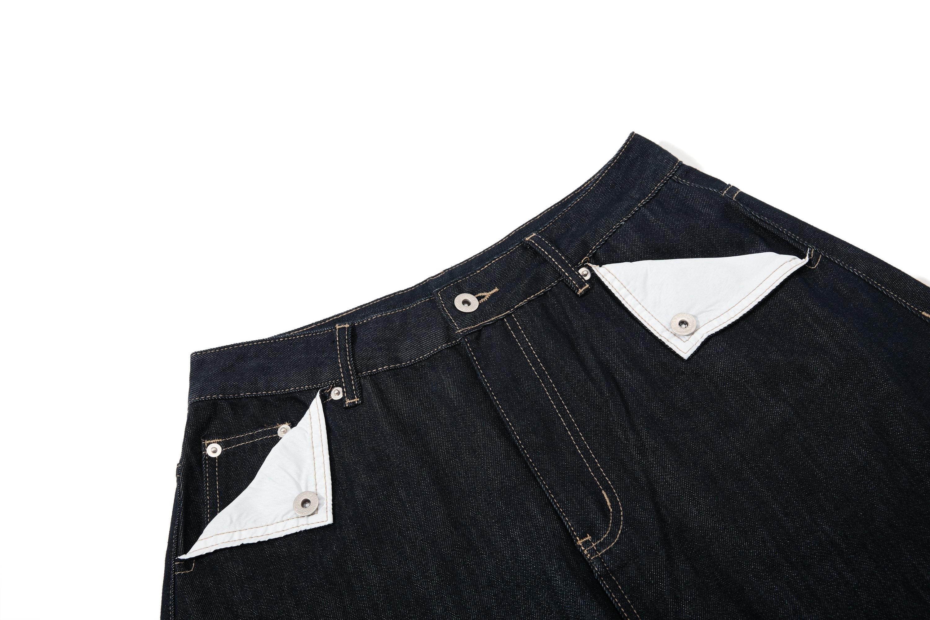 Omirad Buckle Detail Wide-Leg Dark Wash Denim Pants