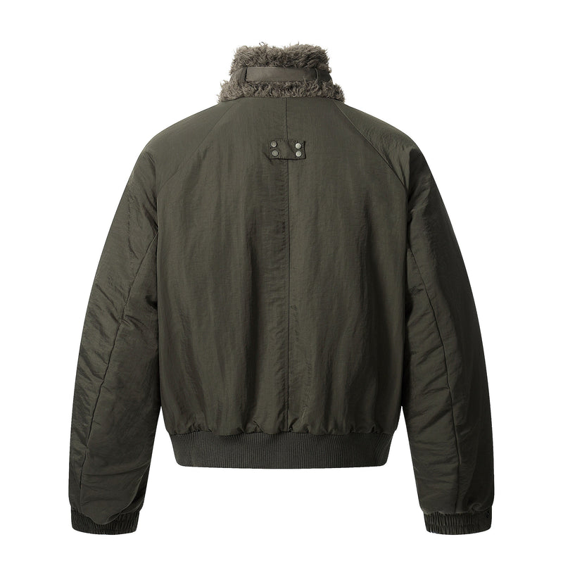 Faux Fur Collar Bomber Jacket | Military Streetwear