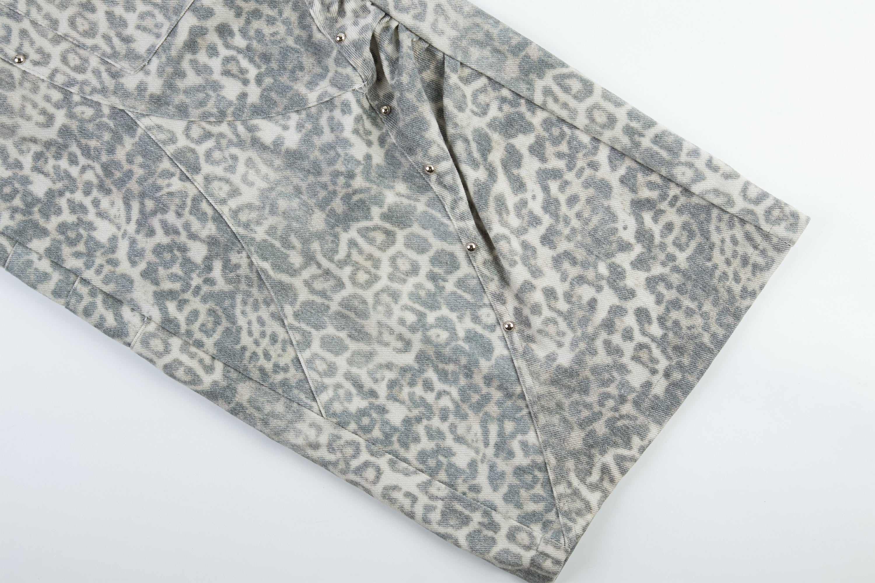 Leopard Print Utility Wide-Leg Cargo Pants with Rivets