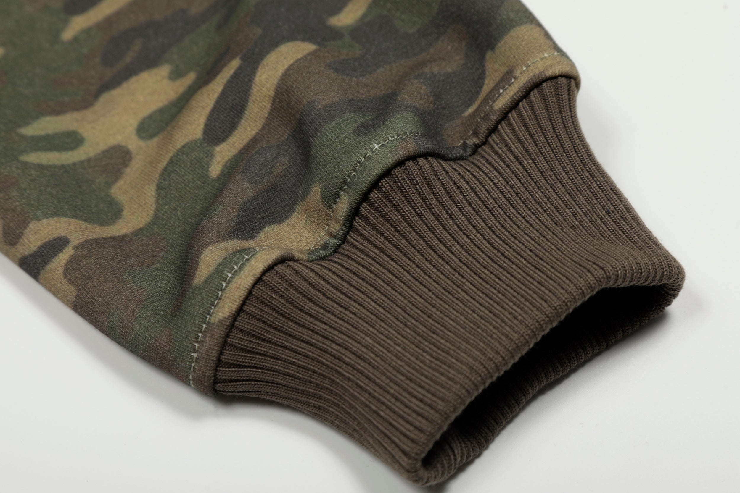 Camo Chenille Patch Half-Zip Hoodie | Streetwear Varsity