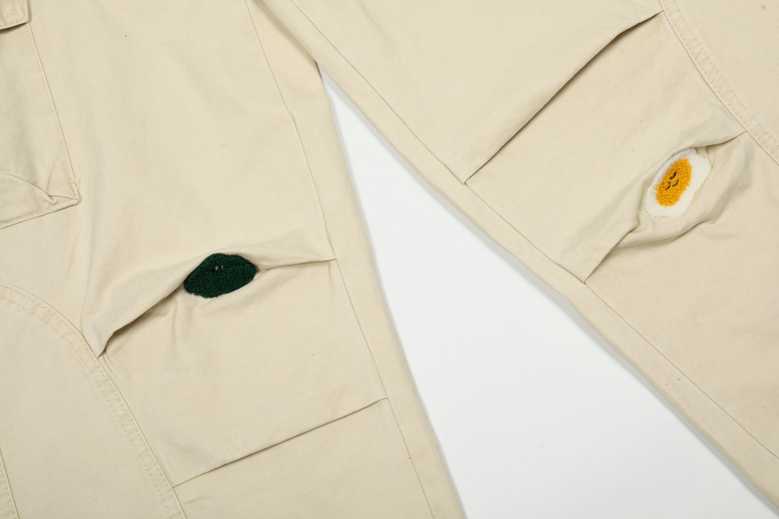 Chenille Cartoon Patch Cargo Pants | Wide-Leg Streetwear