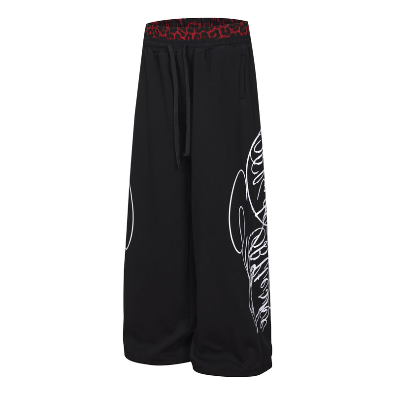 Omirad Leopard Panel Sweatpants | Wide-Leg Streetwear