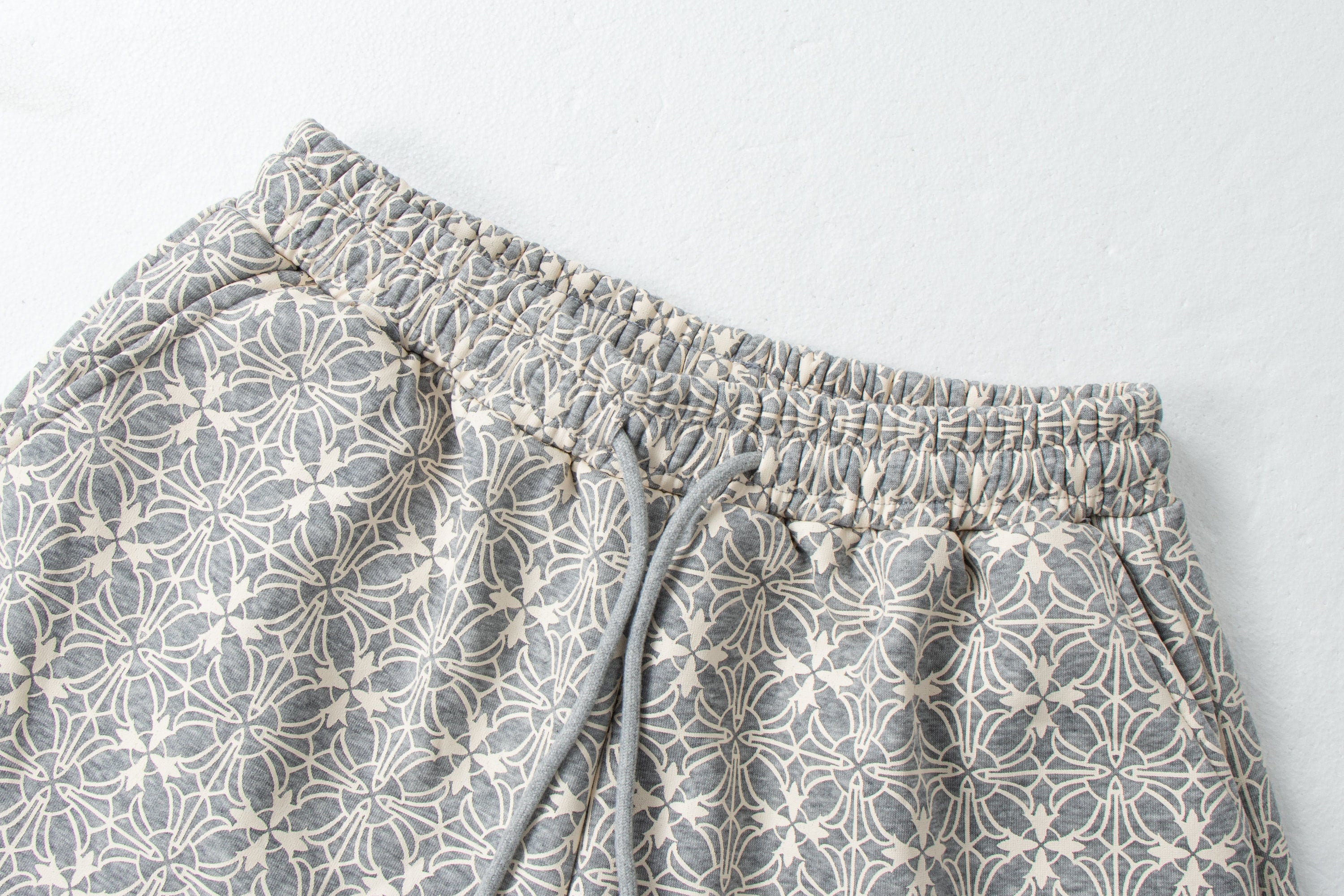 All-Over Geometric Print Wide-Leg Pants with Side Graphics