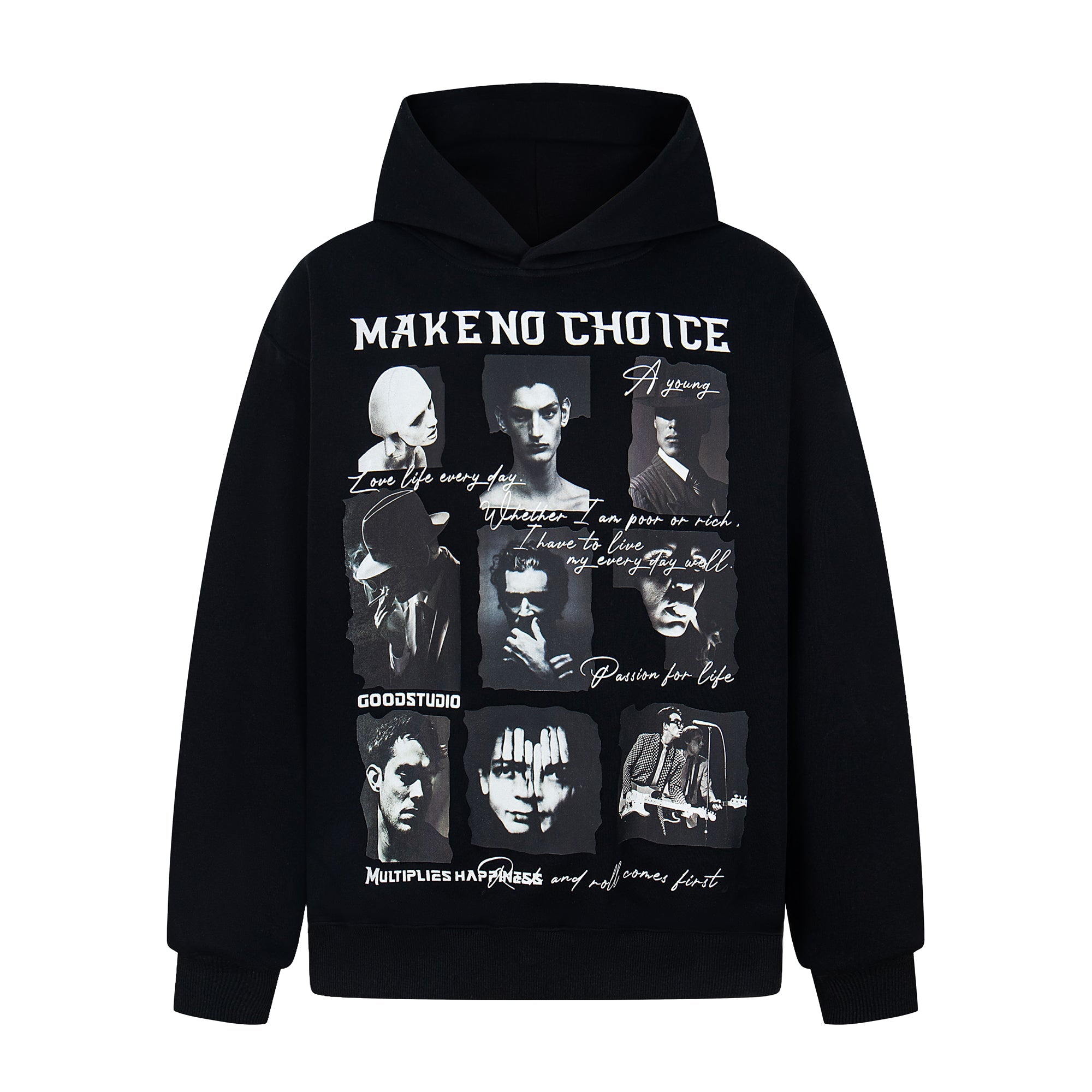 Omirad Make No Choice Dark Collage Graphic Hoodie | SEAKOFF